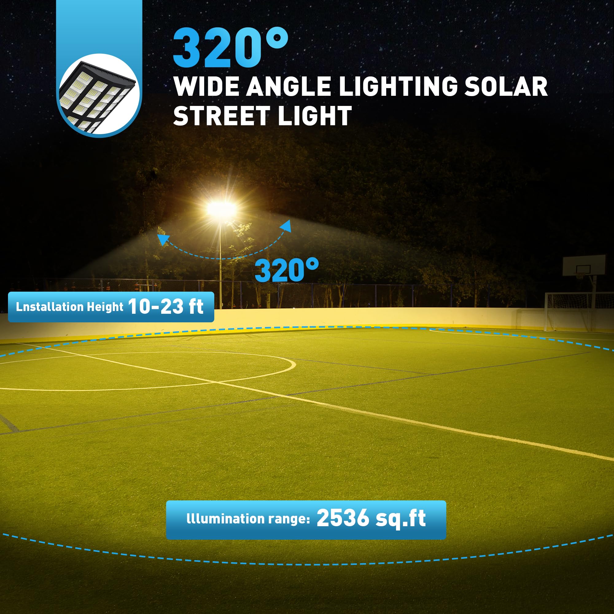 7000W Solar Street Lights Outdoor with Motion Sensor - 7000K LED Solar Powered Parking Lot Lights, Dusk to Dawn Commercial & Yard Lighting for Pathways, Driveways, and Security Areas