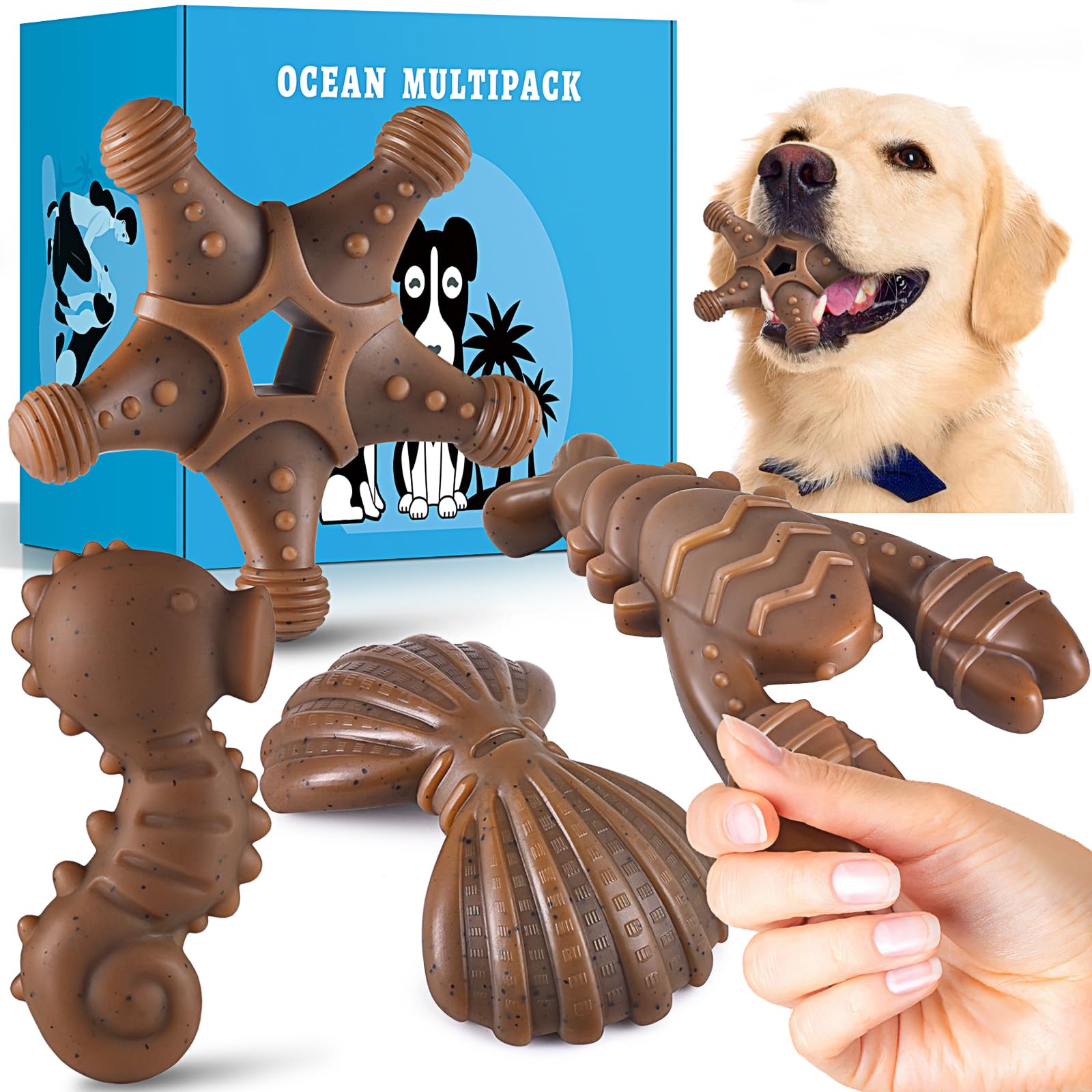Durable Nylon Dog Chew Toys for Aggressive Chewers - 3 Pack Indestructible Pet Toys for Large, Medium & Small Breeds | Tough Puppy Chewers Gift for Training & Playtime