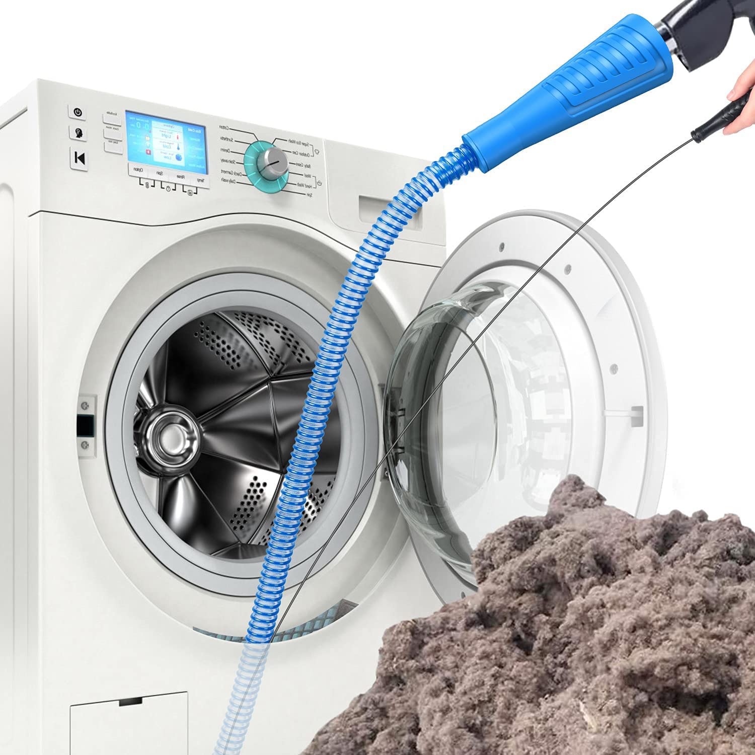 Dryer Vent Cleaner Kit with Vacuum Hose Attachment & Lint Brush - Power Washer Compatible for Efficient Lint Removal (V2 Upgrade) - Perfect for Home Laundry Room Maintenance & Fire Prevention