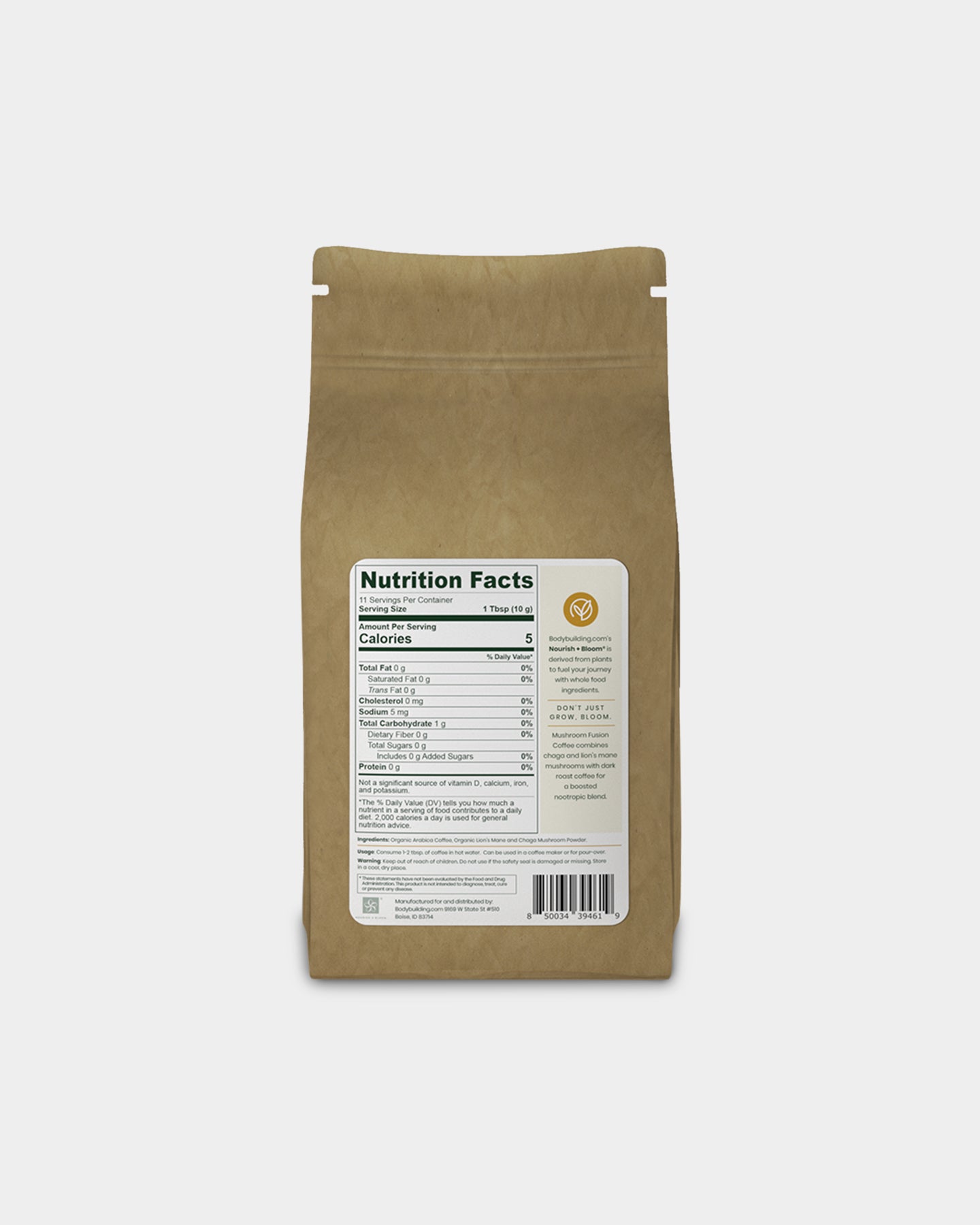 Nourish + Bloom Mushroom Infused Coffee - Organic Lion's Mane & Chaga Blend for Focus & Immunity Boost - Perfect for Morning Energy & Work Productivity