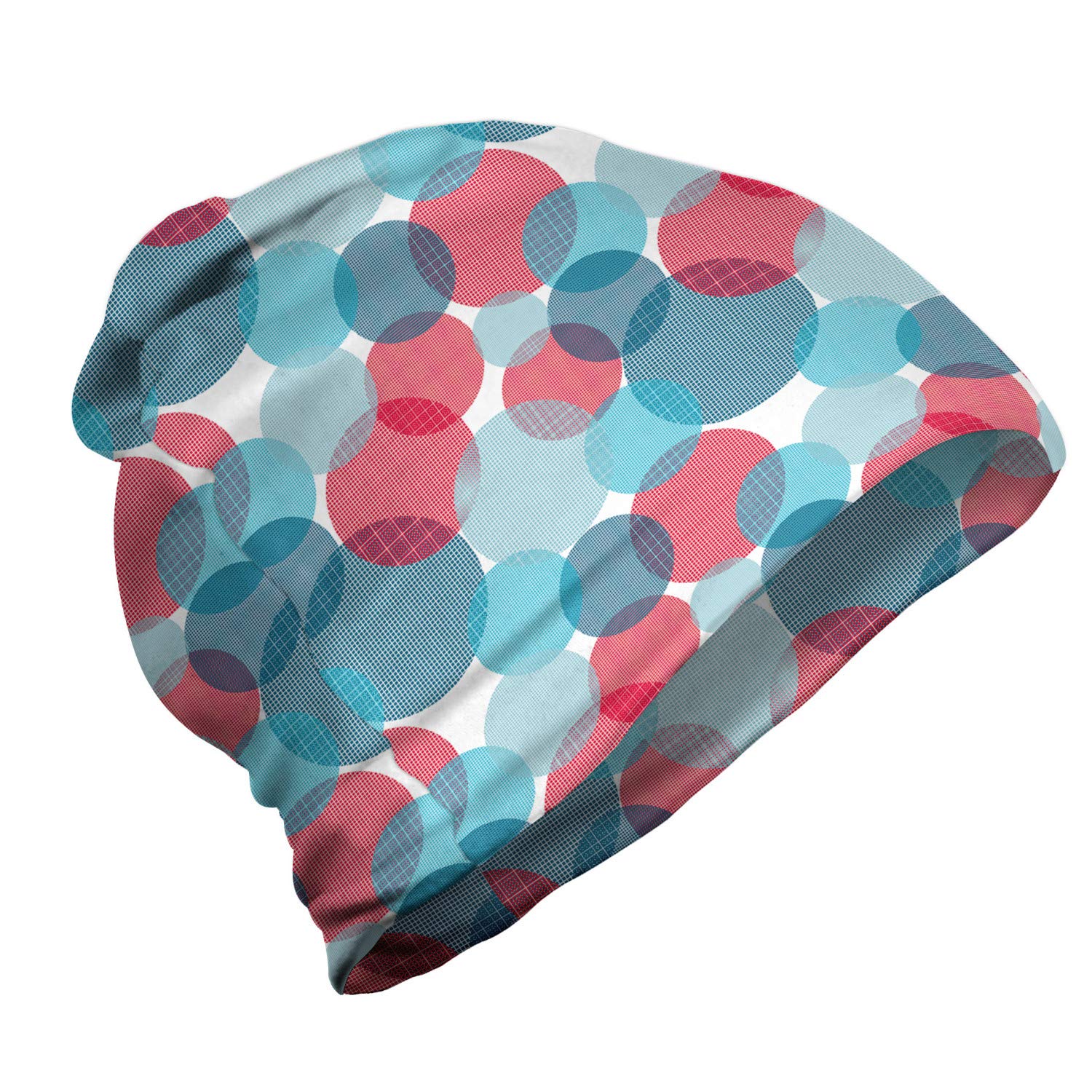 Ambesonne Unisex Beanie Hat - Geometric Intertwined Circles Square Design for Men & Women - Warm Winter Knit Cap for Hiking, Camping & Outdoor Activities
