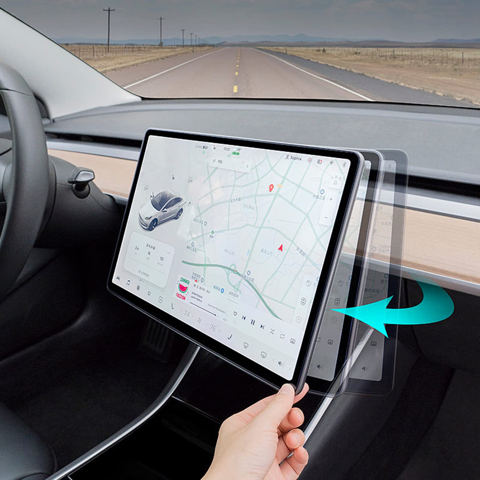 Acouto 360° Rotating Screen Mount Holder for Tesla Model Y 2020-2022 & Model 3 2017-2022 | Car Center Console GPS Navigation Swivel Stand Accessories | Perfect for Road Trips & Hands-Free Viewing