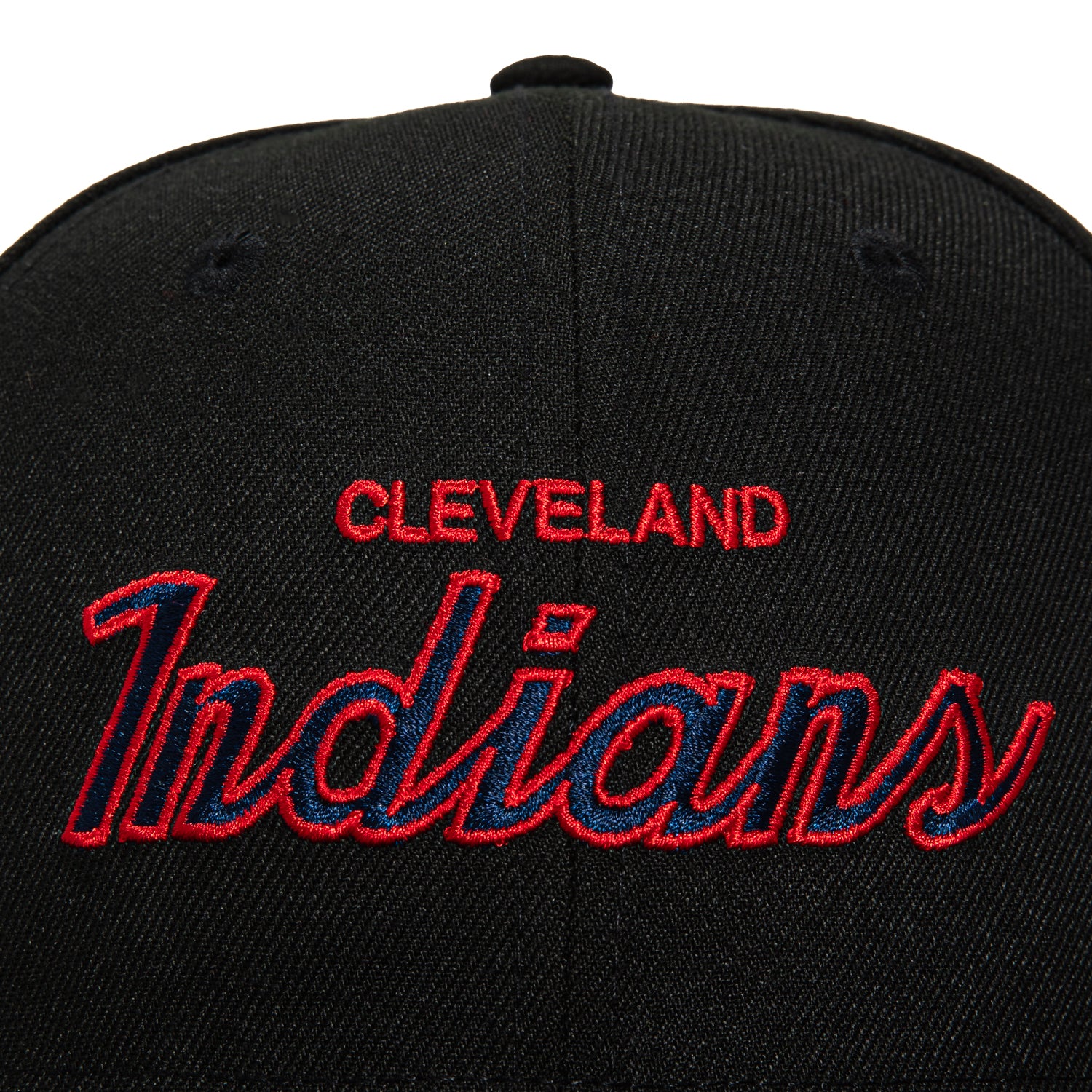 New Era 59Fifty Cleveland Indians Logo Patch Script Baseball Cap - Black | MLB Officially Licensed Adjustable Snapback Hat for Men & Women | Perfect for Baseball Games, Sports Events & Streetwear Fashion