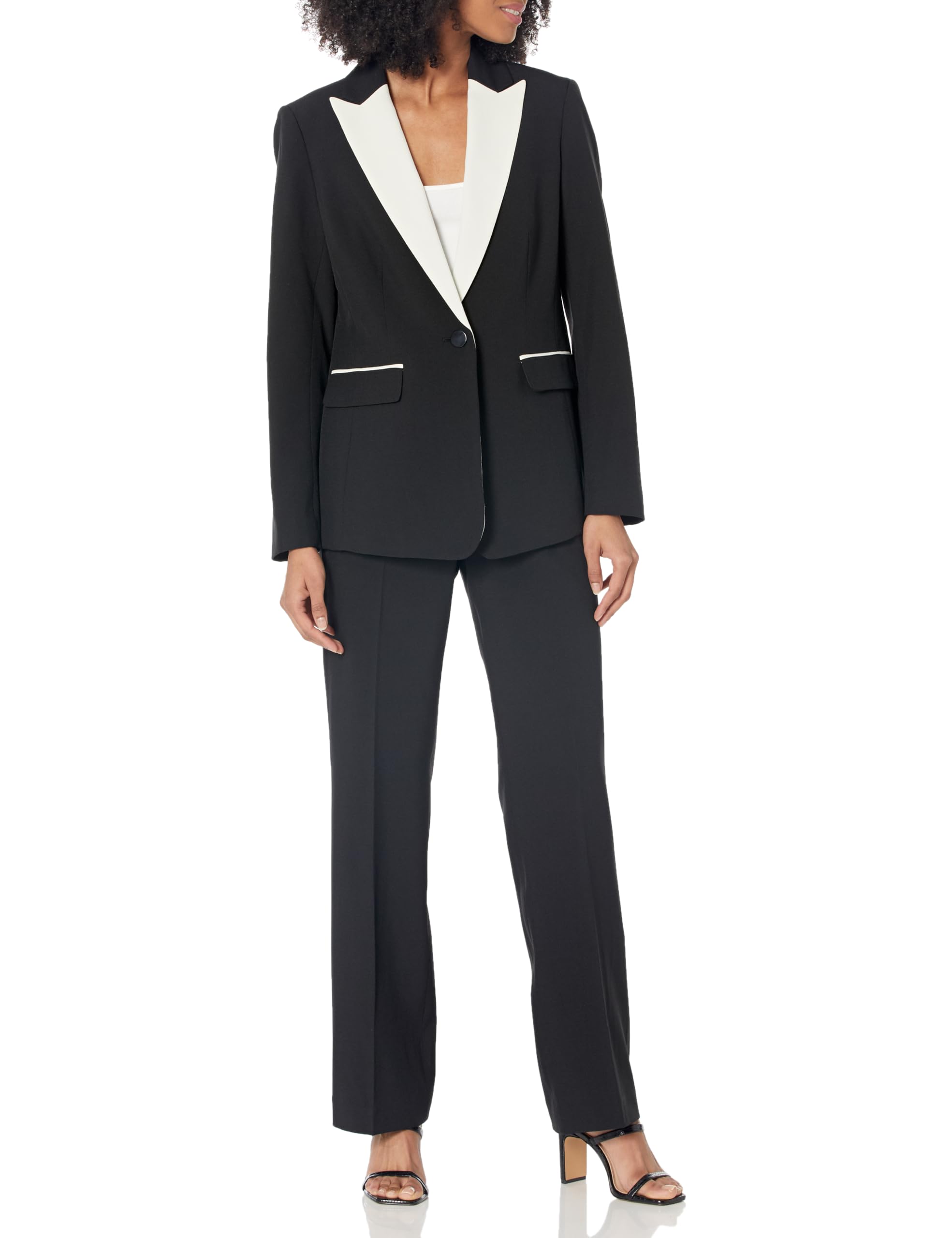 Stylish Women's One Button Blazer & Pant 2-Piece Suit Set - Perfect for Office, Business Meetings & Formal Events