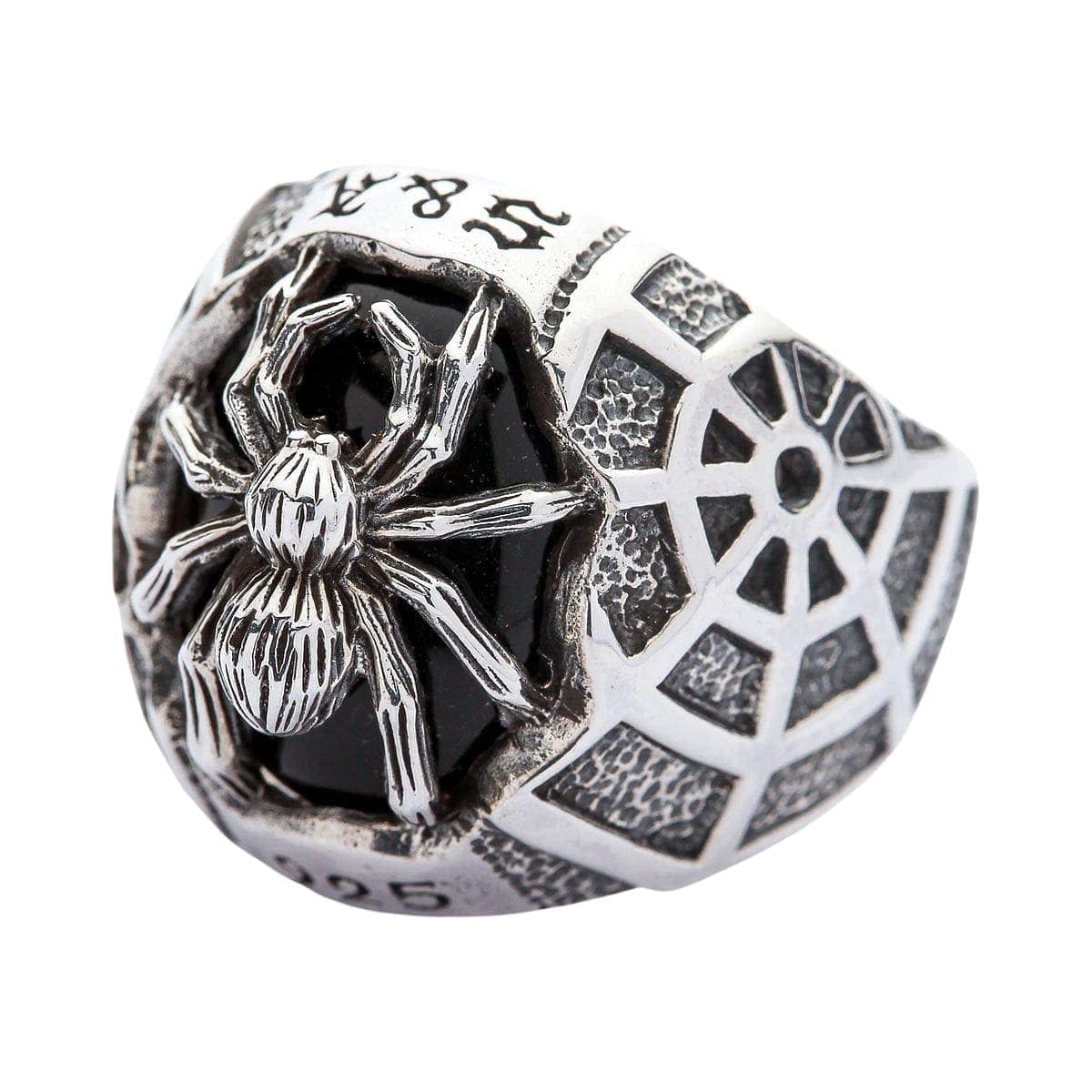 Gothic Sterling Silver Spider Ring for Women - Medium Black Jewelry for Halloween, Gothic Fashion & Punk Style Accessories