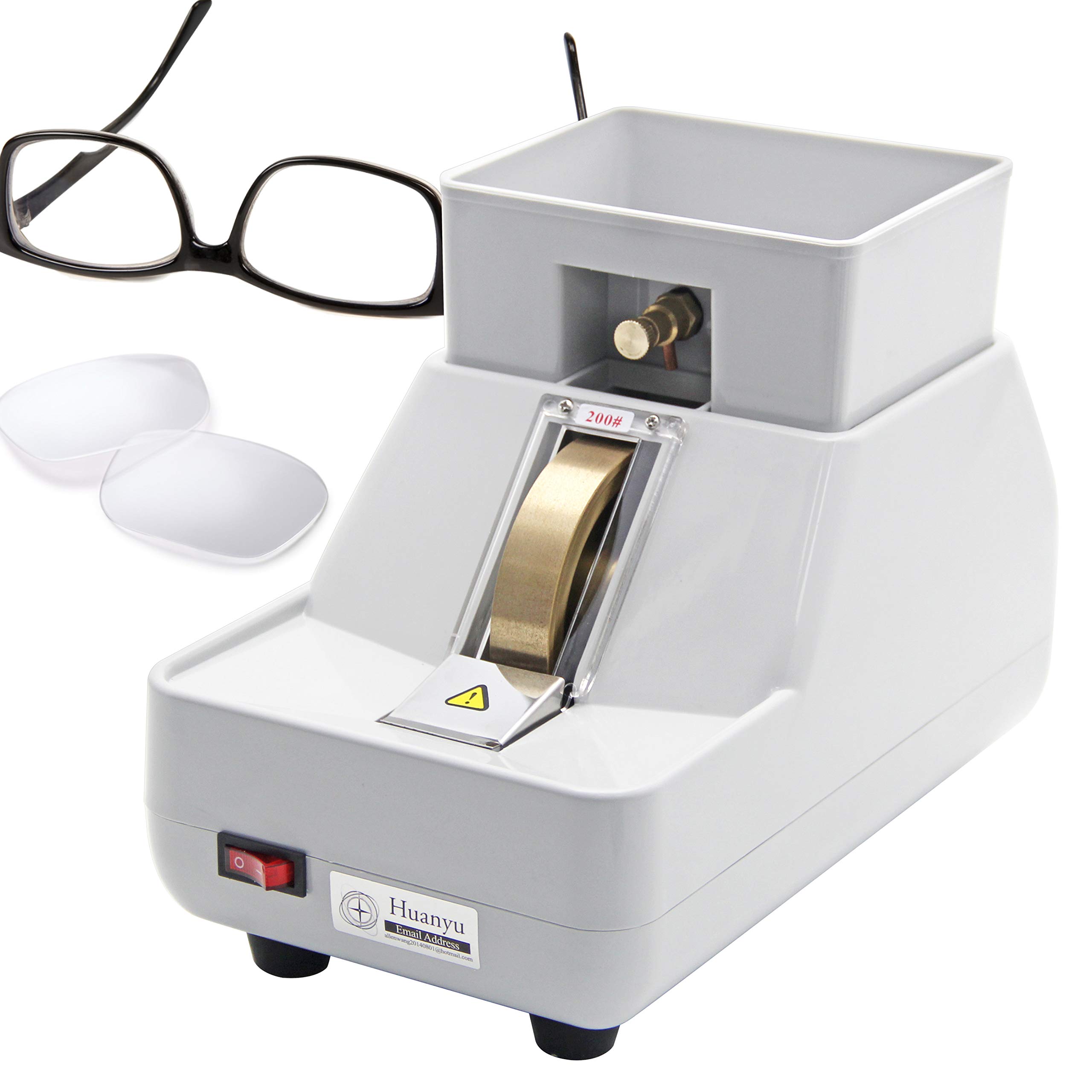 Huanyu CP-7-20 Semi-Automatic Optical Lens Edger with 200 Mesh Diamond Wheel - 110V/60Hz Lens Grinder & Polisher for PC Lenses - Perfect for Eyeglass Labs, Optical Shops, and DIY Lens Cutting
