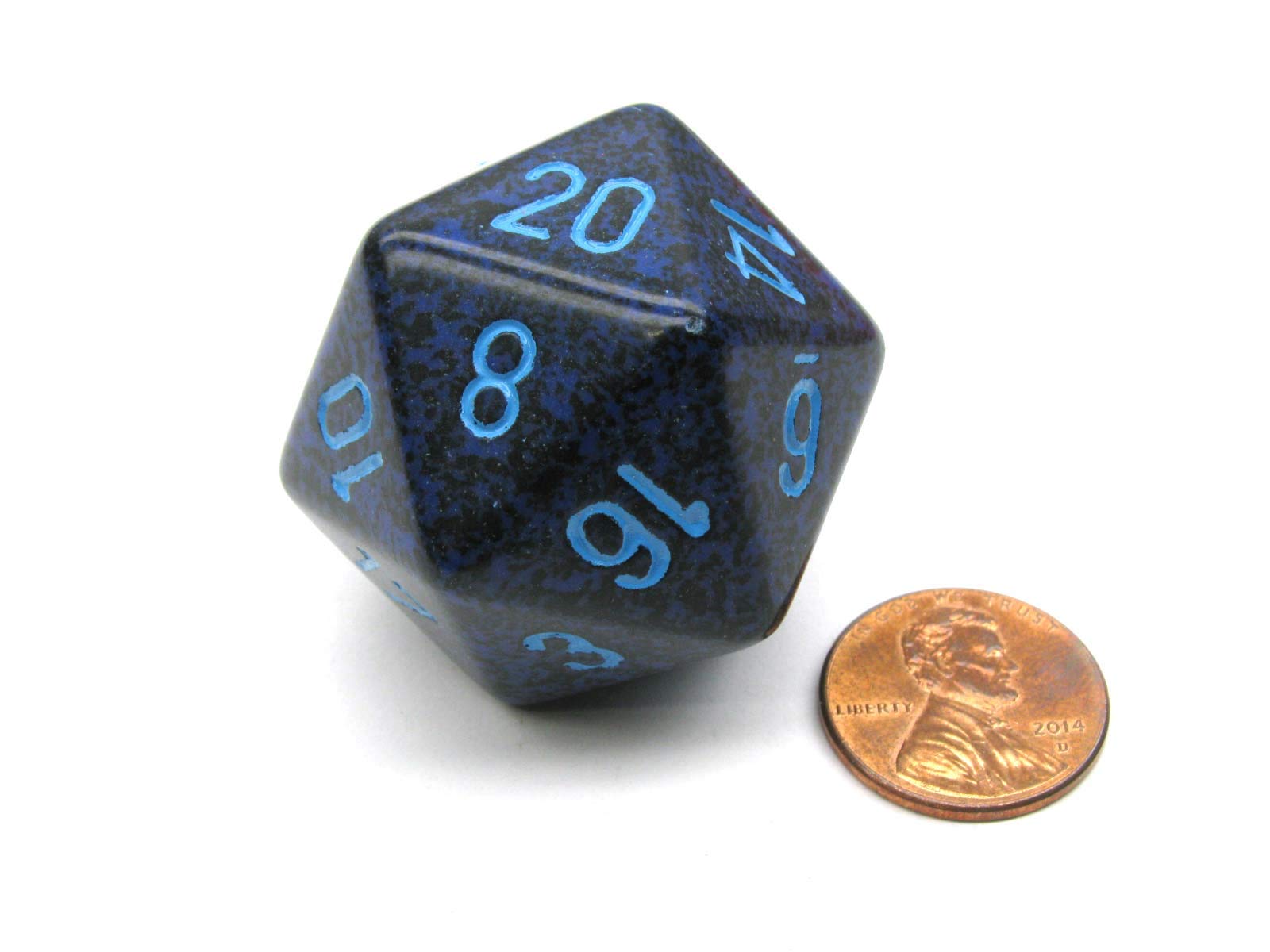 34mm Speckled Cobalt Jumbo d20 Counter Dice for D&D, RPGs, and Tabletop Gaming - Perfect for Game Nights, Collectors, and Role-Playing Adventures