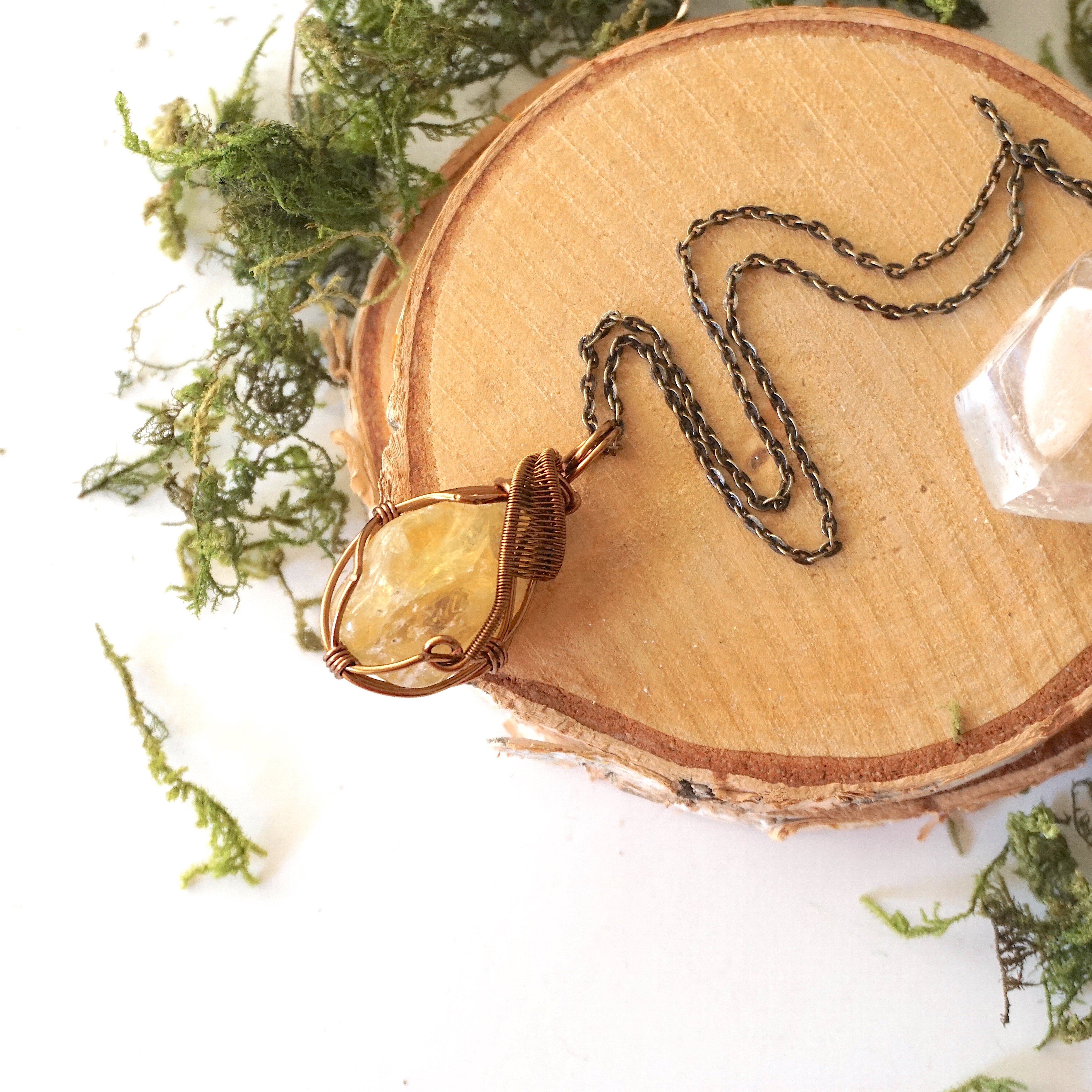 Antique Bronze Citrine Pendant Necklace for Women - Elegant Bohemian Jewelry for Parties, Weddings & Everyday Wear
