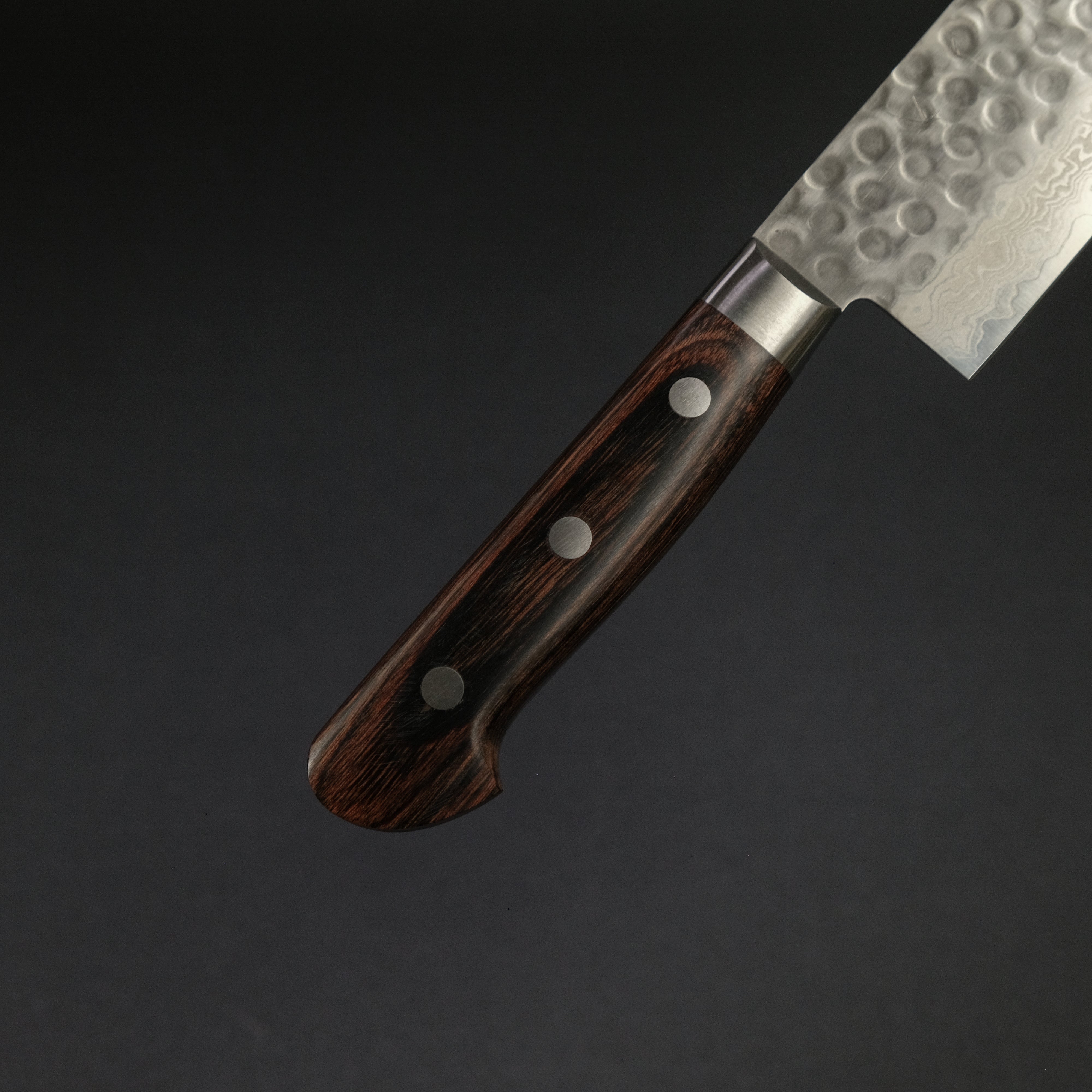 Hitohira HG Tsuchime Damascus Nakiri Knife 160mm - Handcrafted Japanese Kitchen Knife with Imitation Mahogany Handle - Perfect for Slicing Vegetables, Herbs & Sushi Preparation