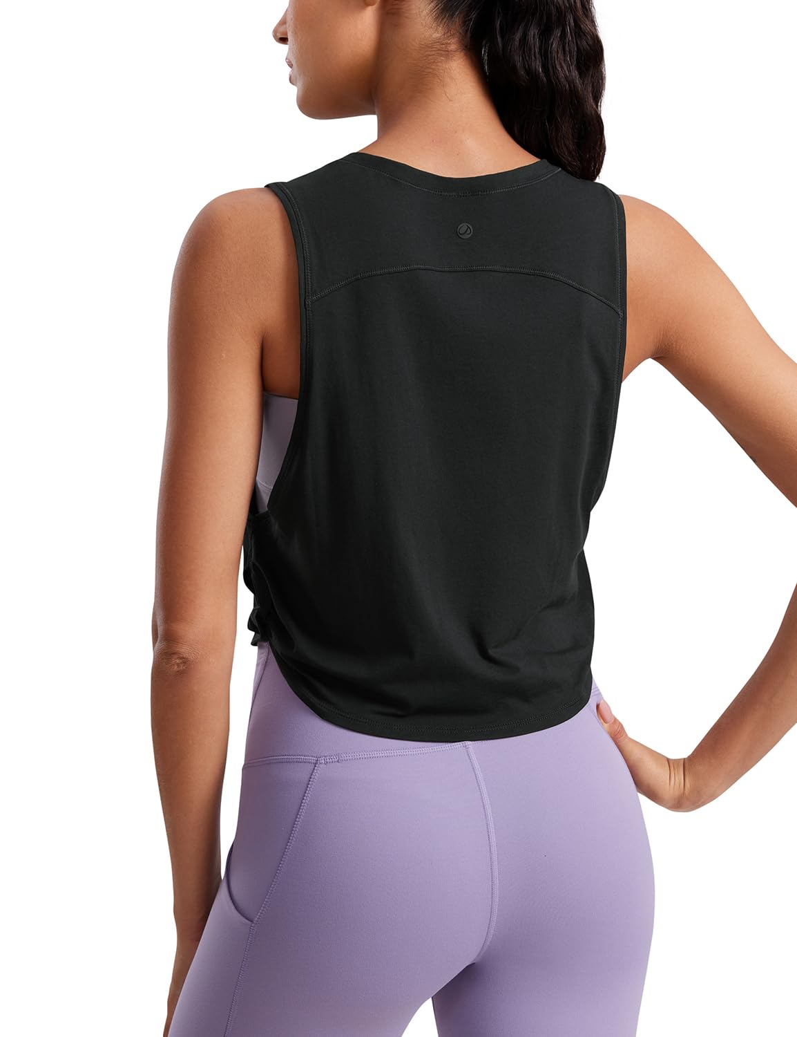 CRZ YOGA Women's Pima Cotton Cropped Workout Tank Top - Sleeveless Athletic Yoga Running Gym Shirt | Perfect for Yoga, Running & Gym Workouts