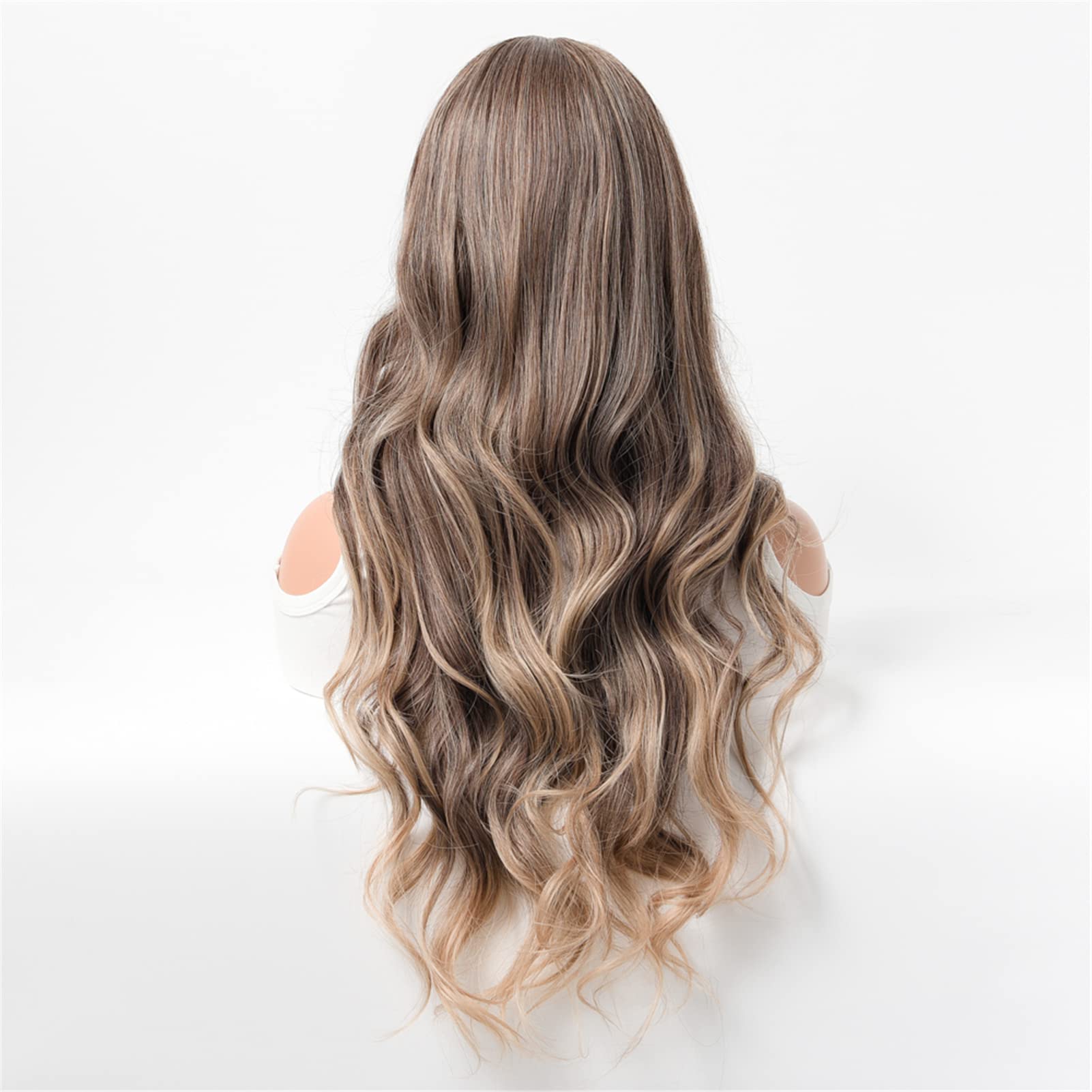Heat Resistant Synthetic Wavy Hair with Flat Straight Bangs - Perfect for Cosplay, Costumes & Everyday Styling