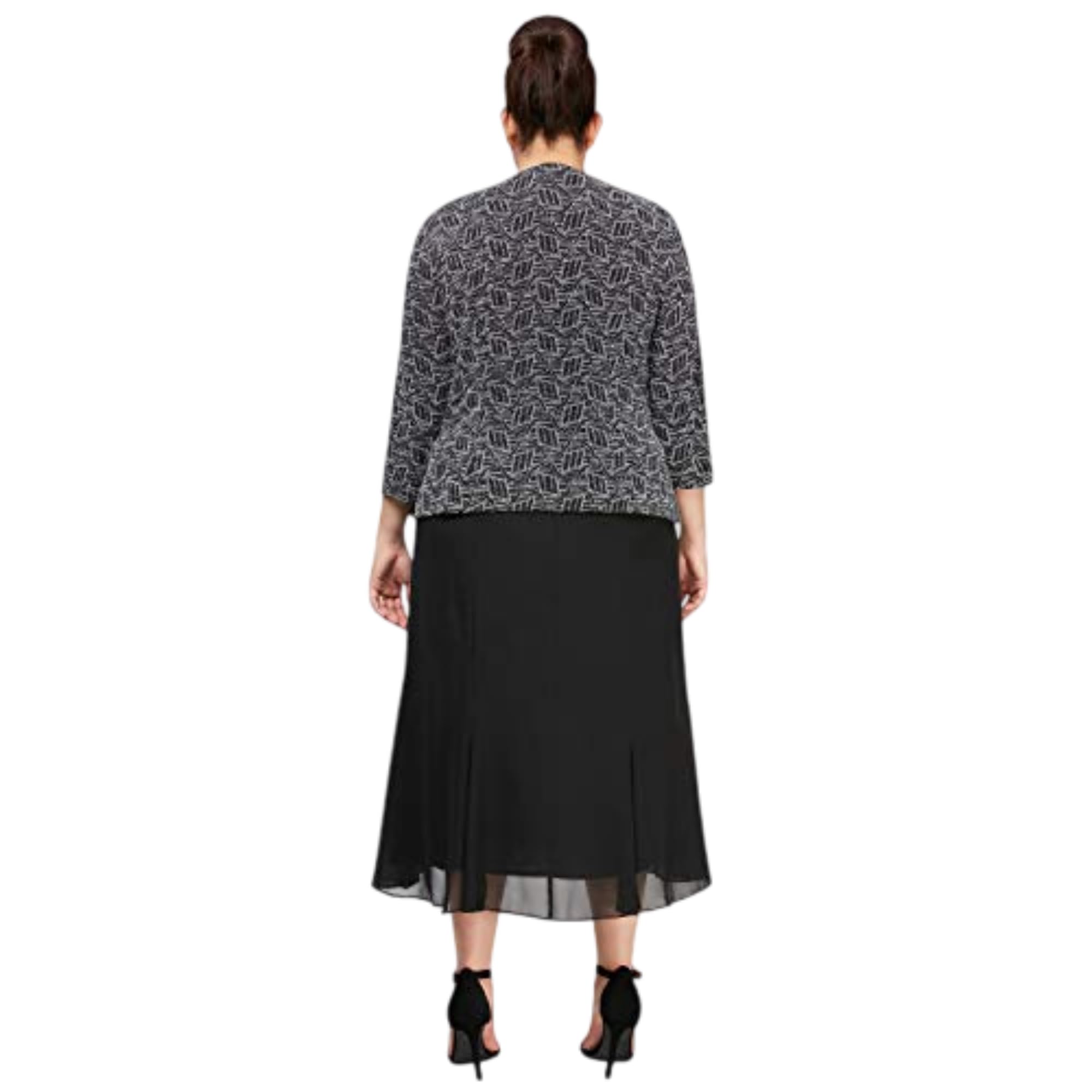 Alex Evenings Women's Plus Size Tea-Length Mother of The Bride Jacket Dress for Wedding Guest, Formal Events & Special Occasions - Elegant Lace Appliqué Formal Attire for Weddings, Parties & Evening Galas