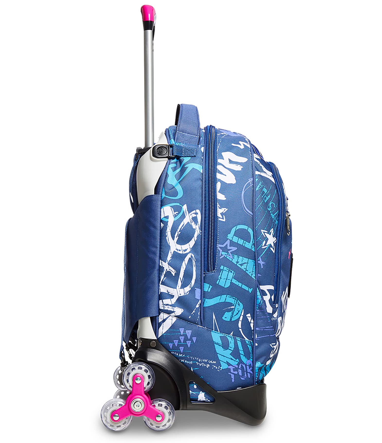 3-Wheel LED School Trolley Backpack - Detachable & Stylish for Girls - Twilight Blue