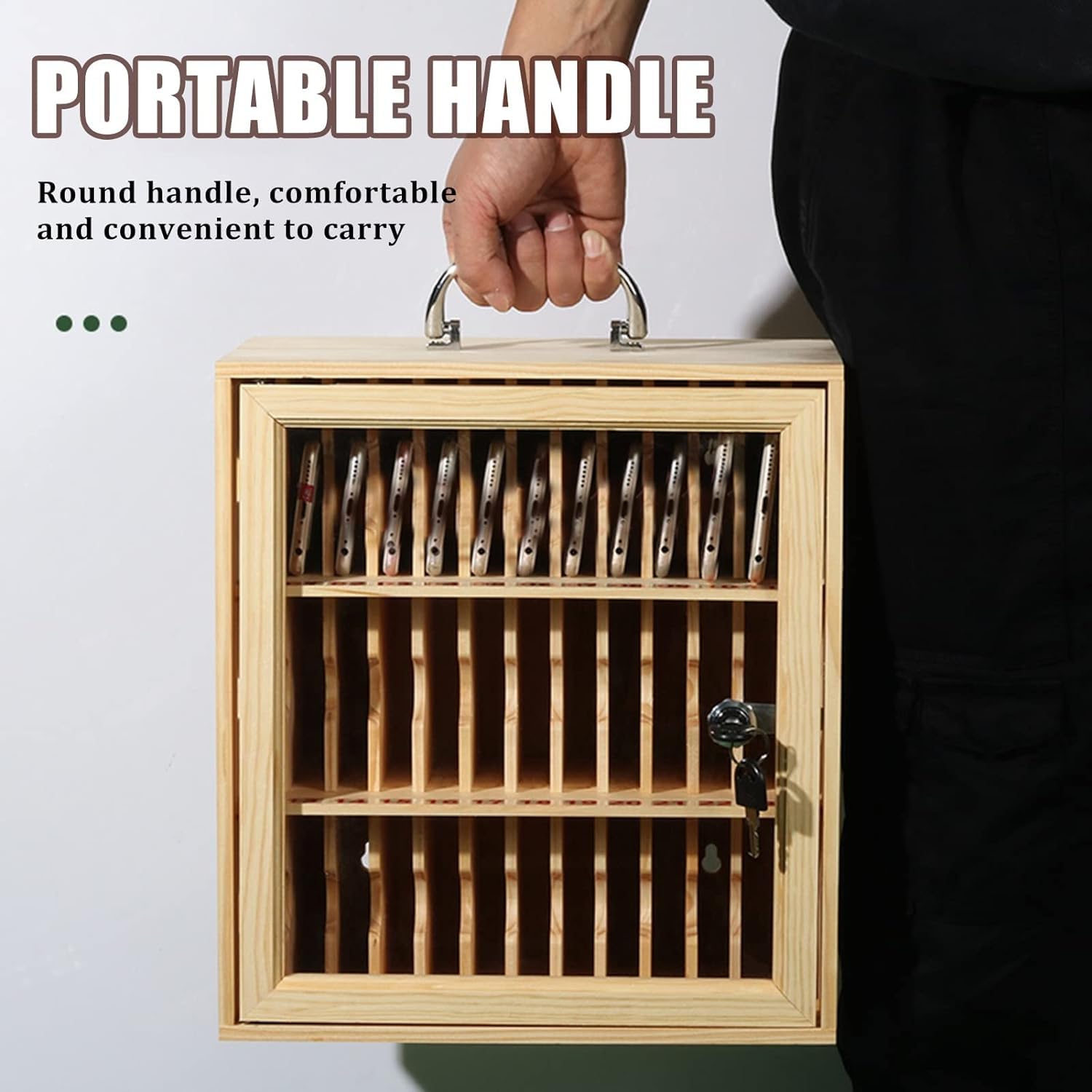 Portable Multifunctional Cell Phone Storage Locker Cabinet - Orange Mobile Phone Organizer Box for School, Office & Home (12