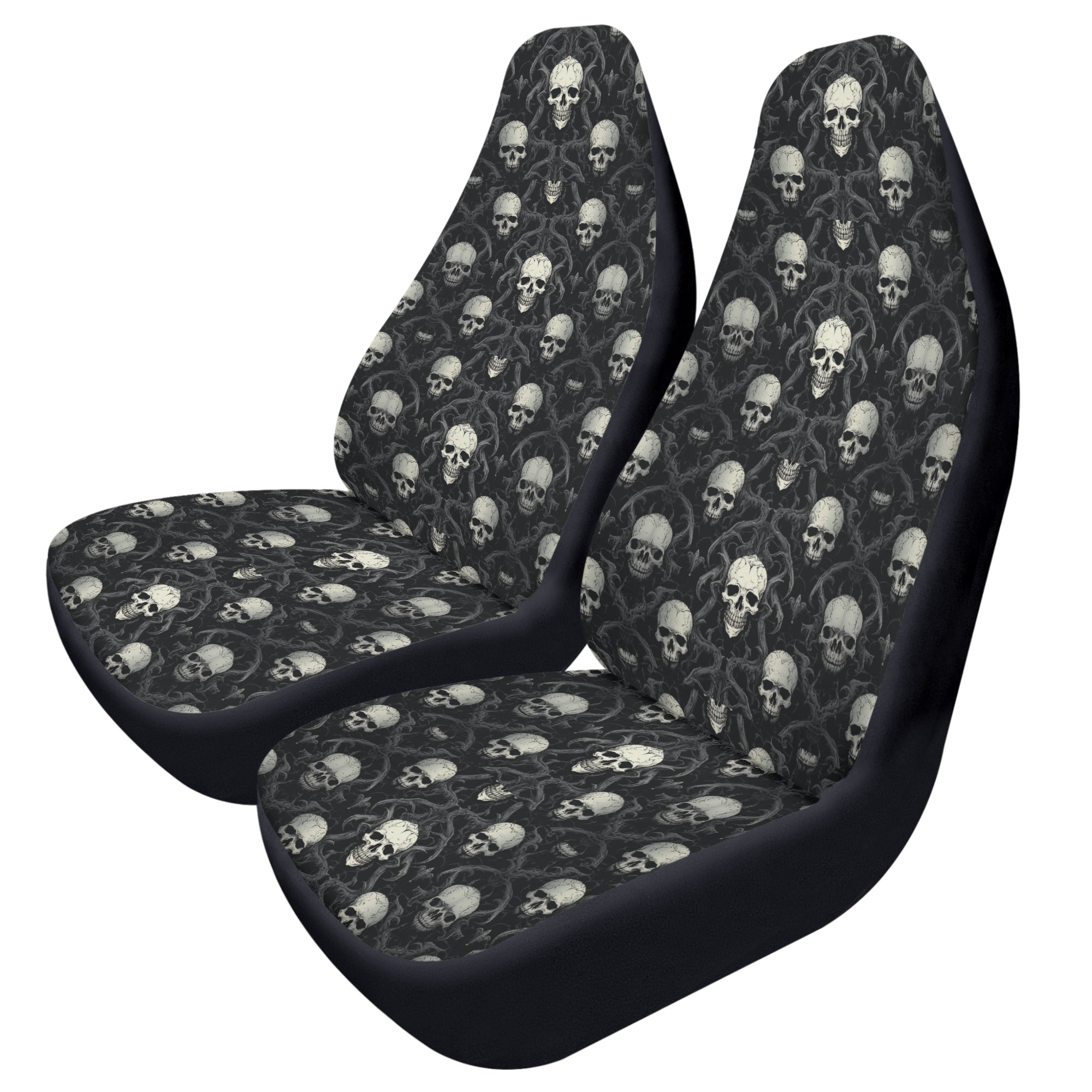Gothic Skull Car Seat Covers - Premium Front Seat Protectors for Cars, Trucks & SUVs - Perfect for Halloween, Gothic Style & Alternative Lifestyle Enthusiasts