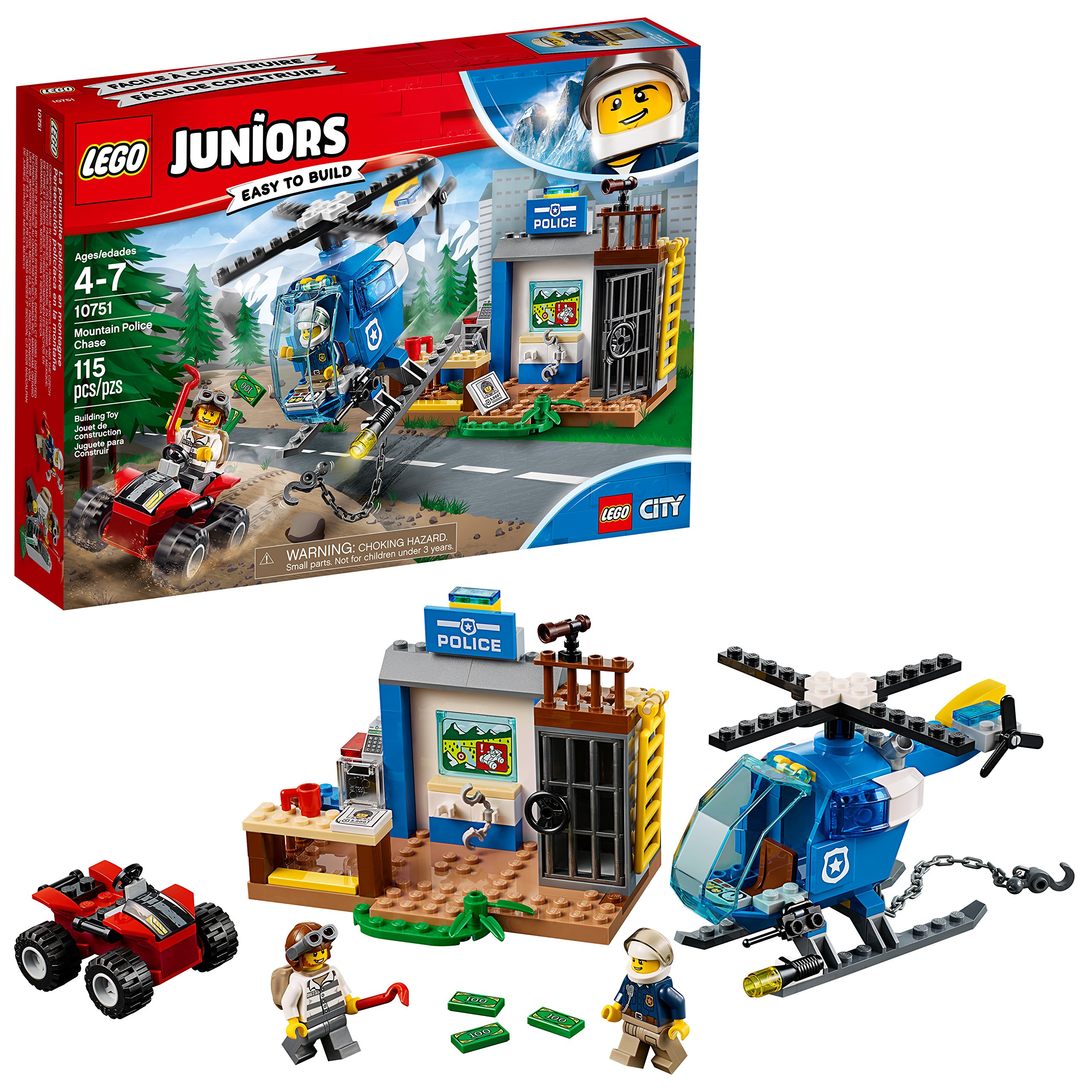 LEGO Juniors 4+ Mountain Police Chase Building Kit (10751) - 115 Pieces for Kids, Fun Police Toy Set - Perfect for Creative Play & Gift Giving