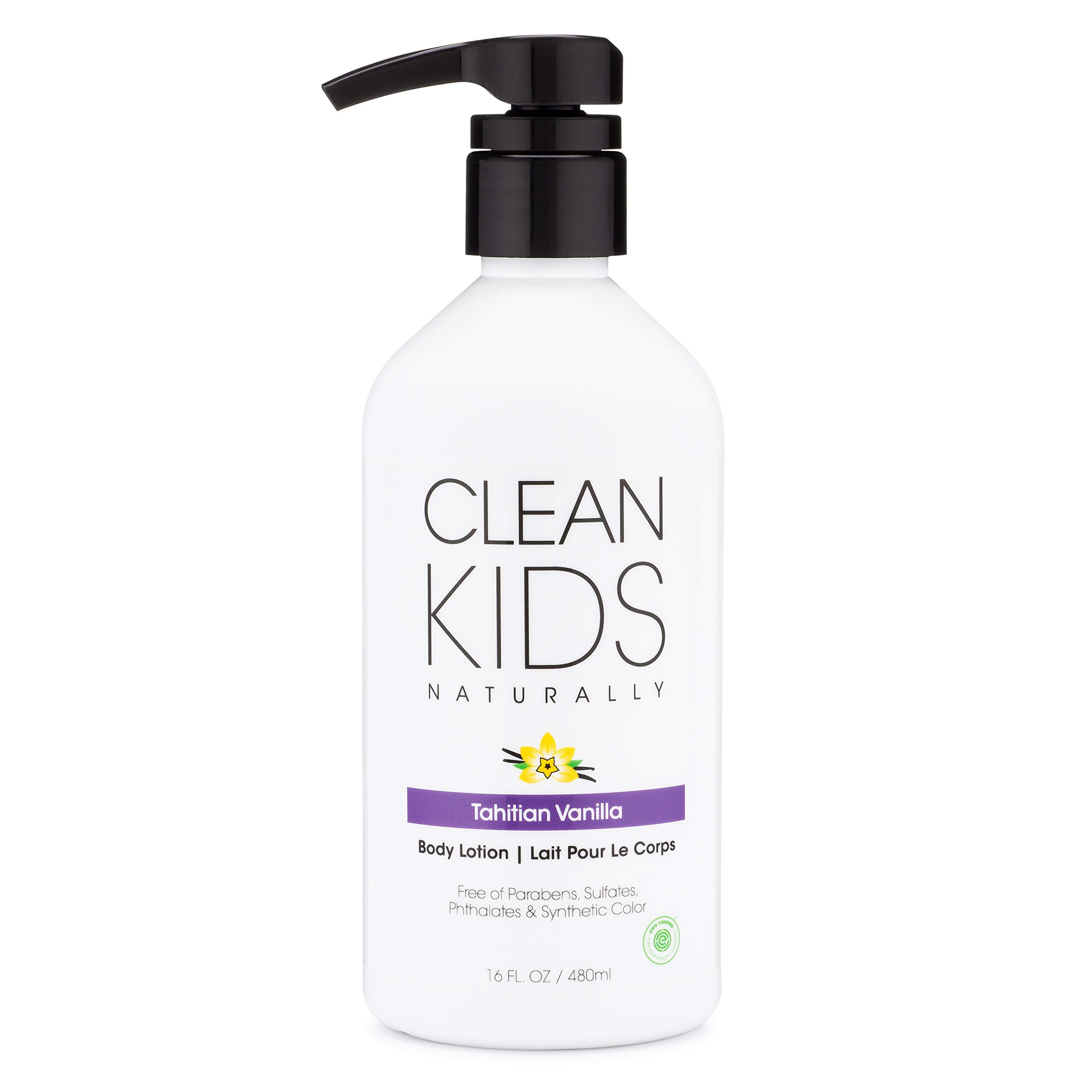 Gabriel Cosmetics Clean Kids Naturally Tahitian Vanilla Body Lotion 16oz - EWG Verified, Organic, Hypoallergenic for Sensitive Skin | Perfect for Daily Moisturizing & After-Bath Hydration