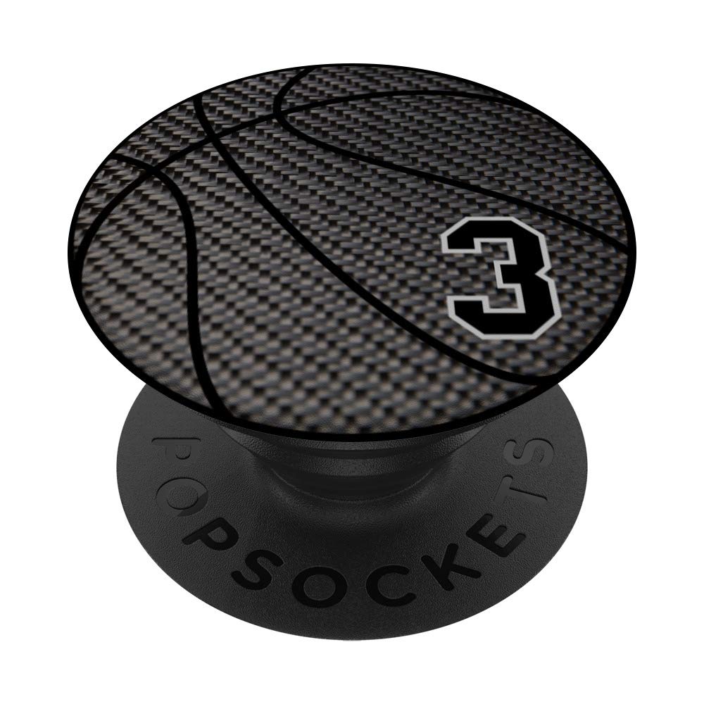 Black No.3 Basketball PopSockets PopGrip - Swappable Phone Stand & Grip for iPhone, Samsung & Tablets | Perfect for Sports Fans, Office Use & Travel Accessories