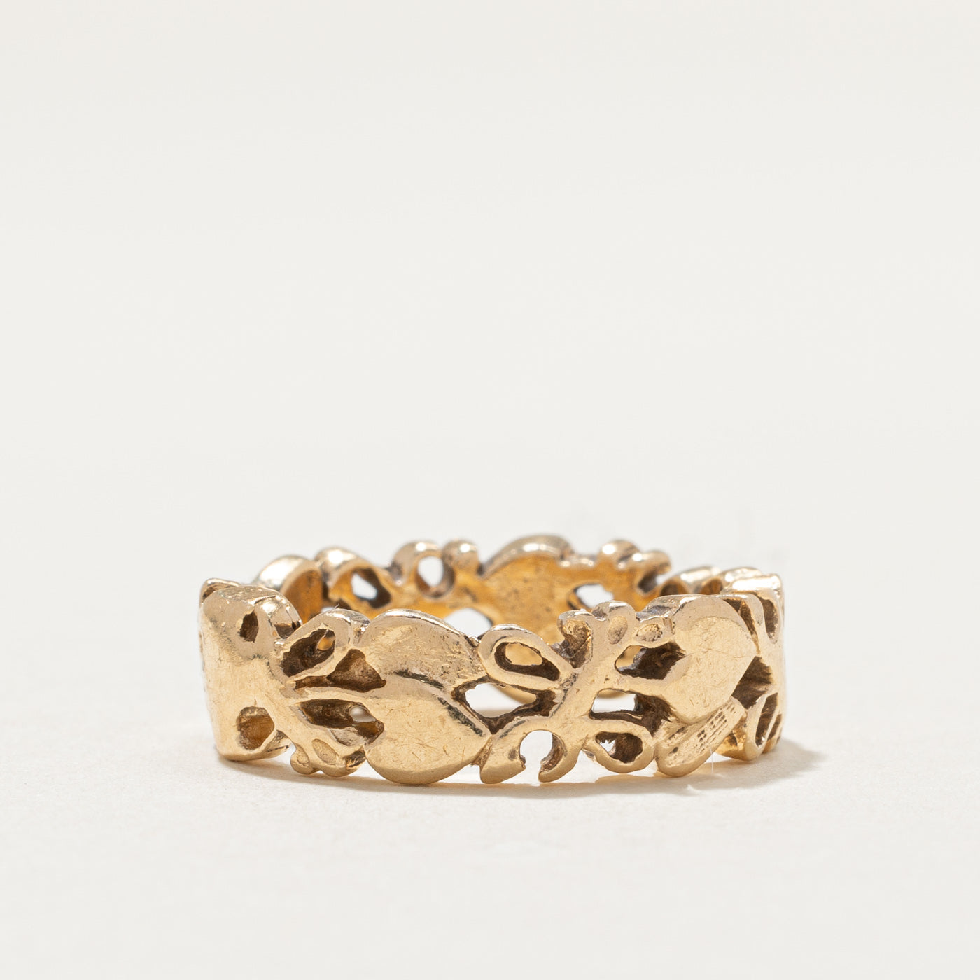 14K Yellow Gold Nature-Inspired Open Band Ring - 6.3mm Width - Size 5.5 - Perfect for Weddings, Anniversaries & Everyday Elegance