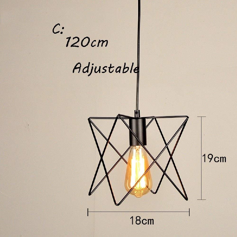 Vintage Pendant Light Fixtures - Retro Black Iron Metal Cage Chandelier for Kitchen, Restaurant & Cafe Ceiling | Diamond Design Suspension Lamp for Modern Bar, Exhibition Hall & Creative Spaces