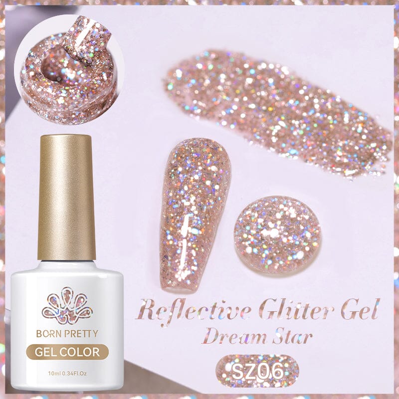 Glitter Reflective Gel Polish SZ06 Dream Star 10ml - Long Lasting Nail Polish for Manicure & Pedicure - Perfect for Parties, Weddings, and Special Occasions
