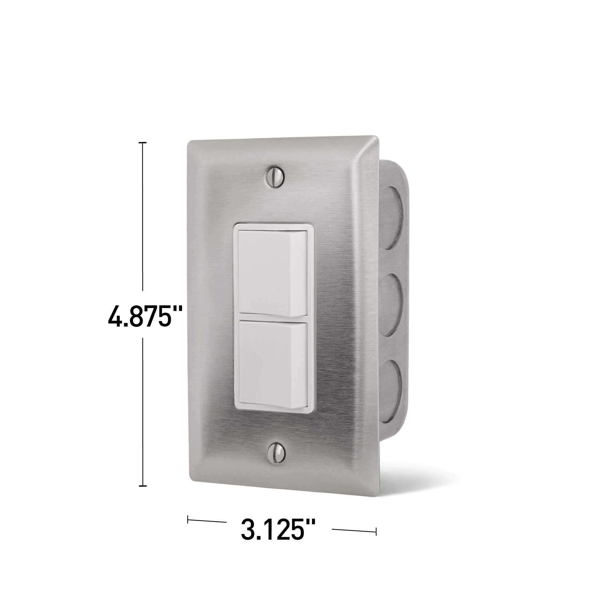 Infratech Single Duplex Stack Switch Stainless Steel Wall Plate with Gang Box - Ideal for Home, Office and Commercial Electrical Installations