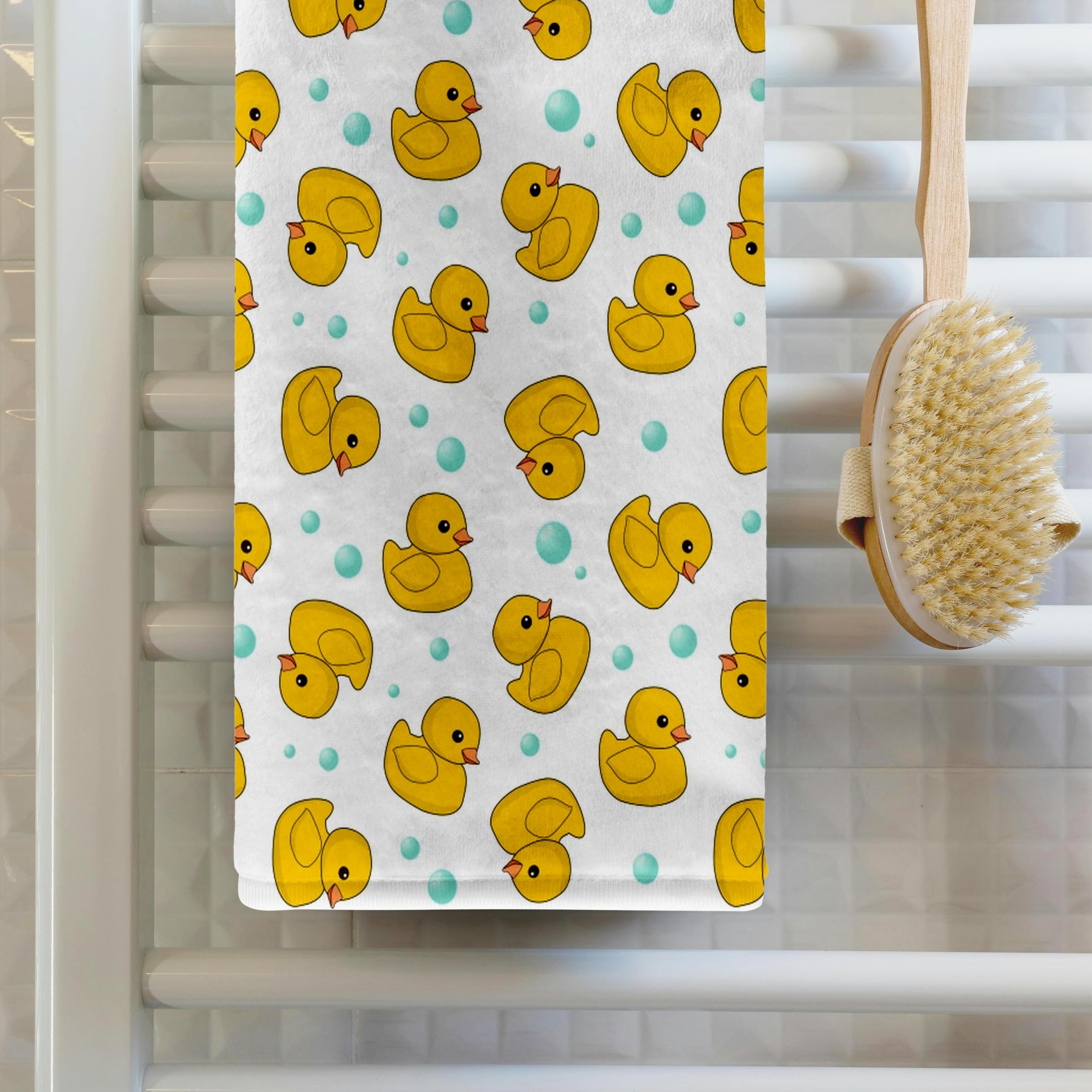 3D Rose Cute Yellow Ducks Kawaii Duckies and Soap Bubbles Pattern Sports Towel - 15