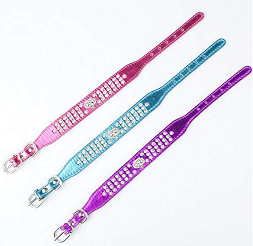 Sparkling Rhinestone Dog Collar with Crown Design - Crystal Diamante Jewelry PU Leather Pet Collar for Small Dogs & Cats (Purple, S Size 20-26cm Neck) - Perfect for Birthday Parties, Weddings & Special Occasions