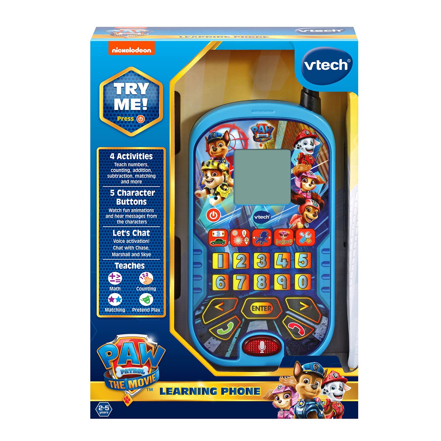 VTech PAW Patrol The Movie Learning Phone - Interactive Educational Toy for Kids, Blue | Fun Learning Games, Sounds & Music | Perfect Gift for Toddlers & Preschoolers | Playtime, Travel & Home Learning
