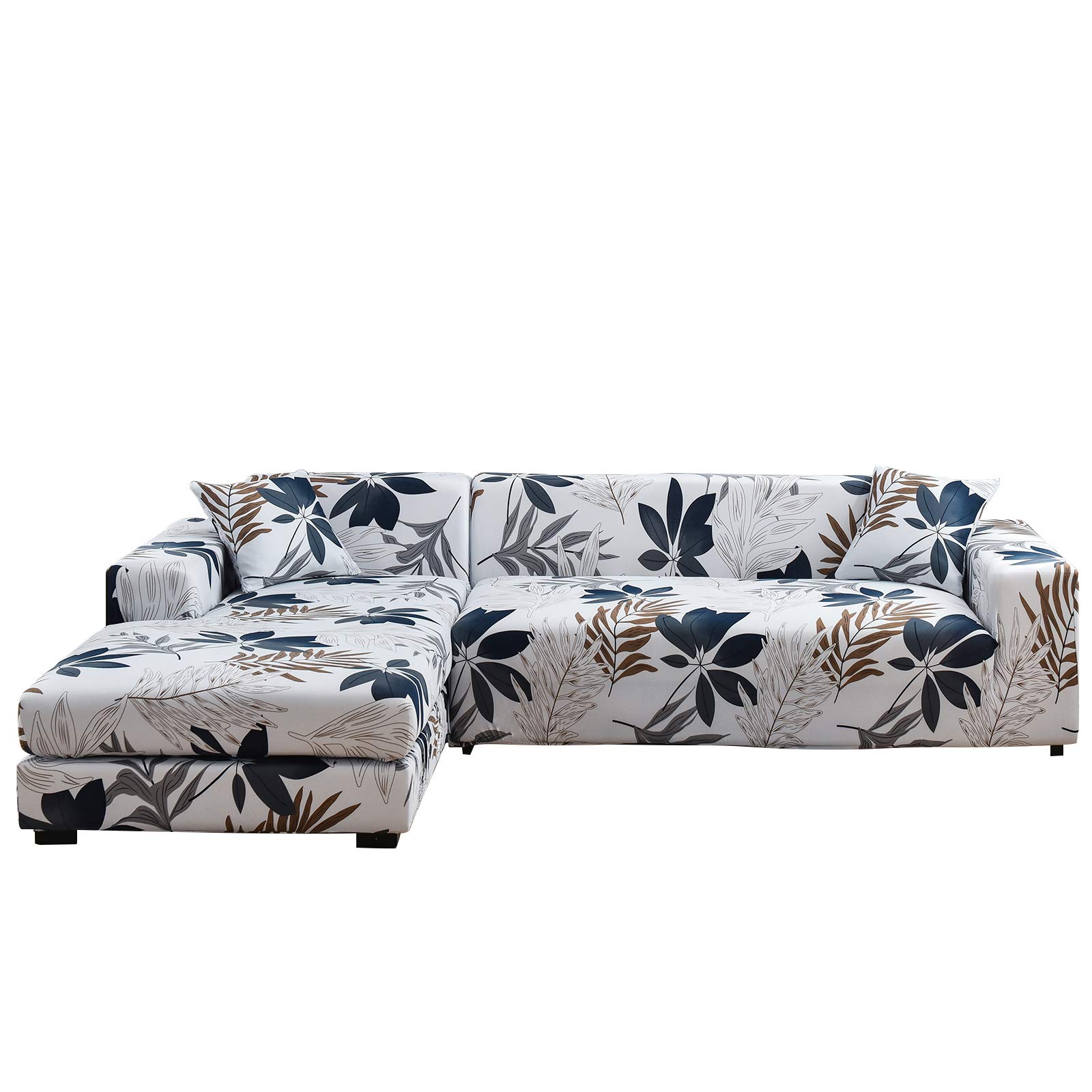 **MIFXIN L-Shaped Sectional Sofa Slipcover - 2-Piece Stretch Elastic Chaise Corner Couch Cover - Furniture Protector for Living Room, Pets & Kids - Greyish White - Perfect for Home Decor & Pet-Friendly Spaces**