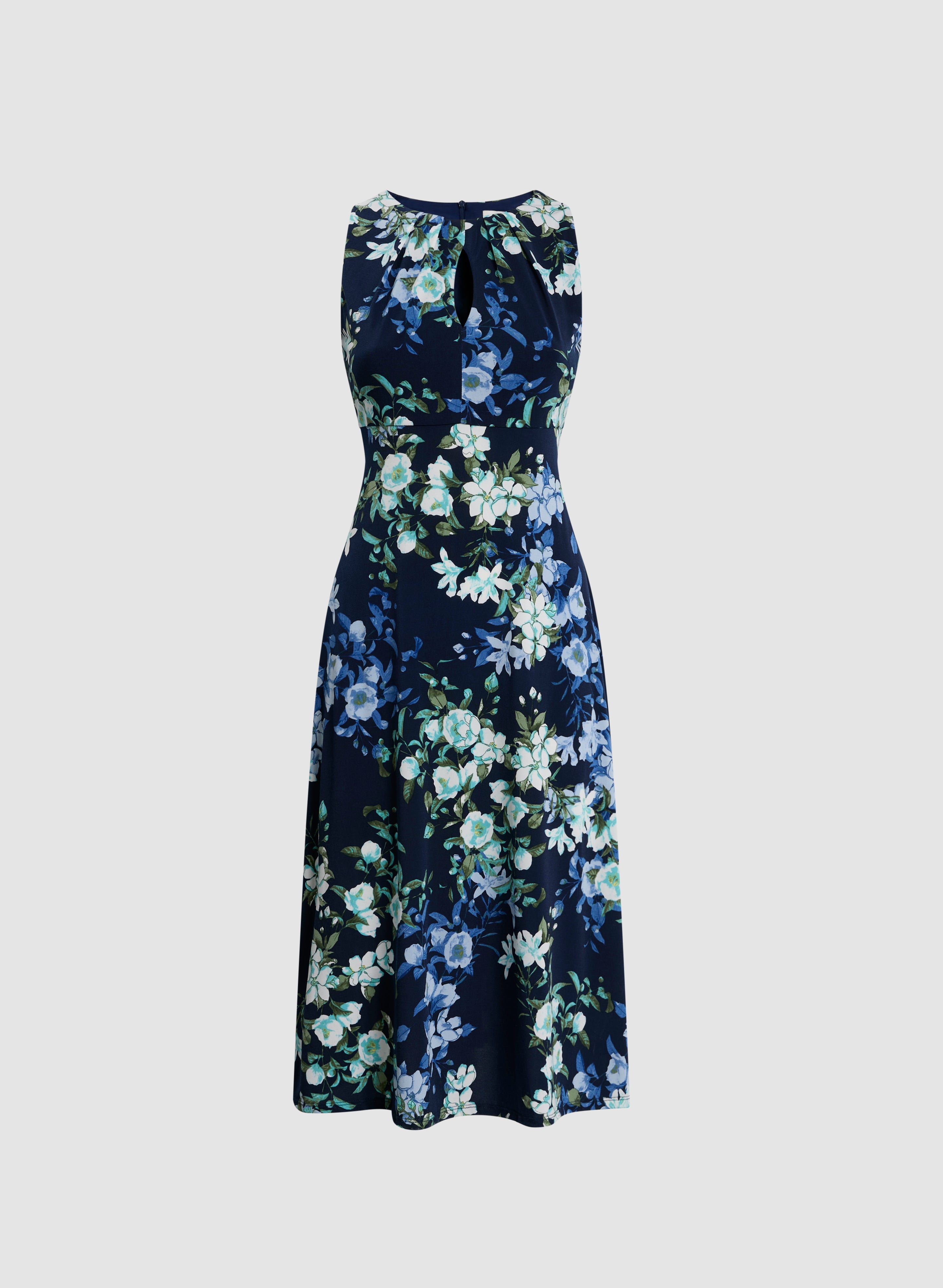 Floral Pleated Midi Dress for Women - Summer Flowy Boho Dress with Pockets - Perfect for Beach Vacations, Date Nights & Garden Parties