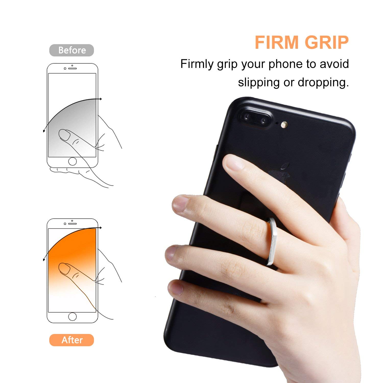 360° Rotating Phone Ring Stand - 4-Pack with Car Hooks for iPhone, Samsung | Multi-Functional Grip & Kickstand for Work, Travel
