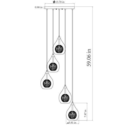 Maxax 5-Light Raindrop Glass Chandelier - Modern Clear Glass Shade Pendant Lighting Fixture - Adjustable Contemporary Ceiling Light for Kitchen, Dining Room, Living Room - Chrome Finish - Perfect for Home Decor, Wedding Venues & Restaurant Lighting
