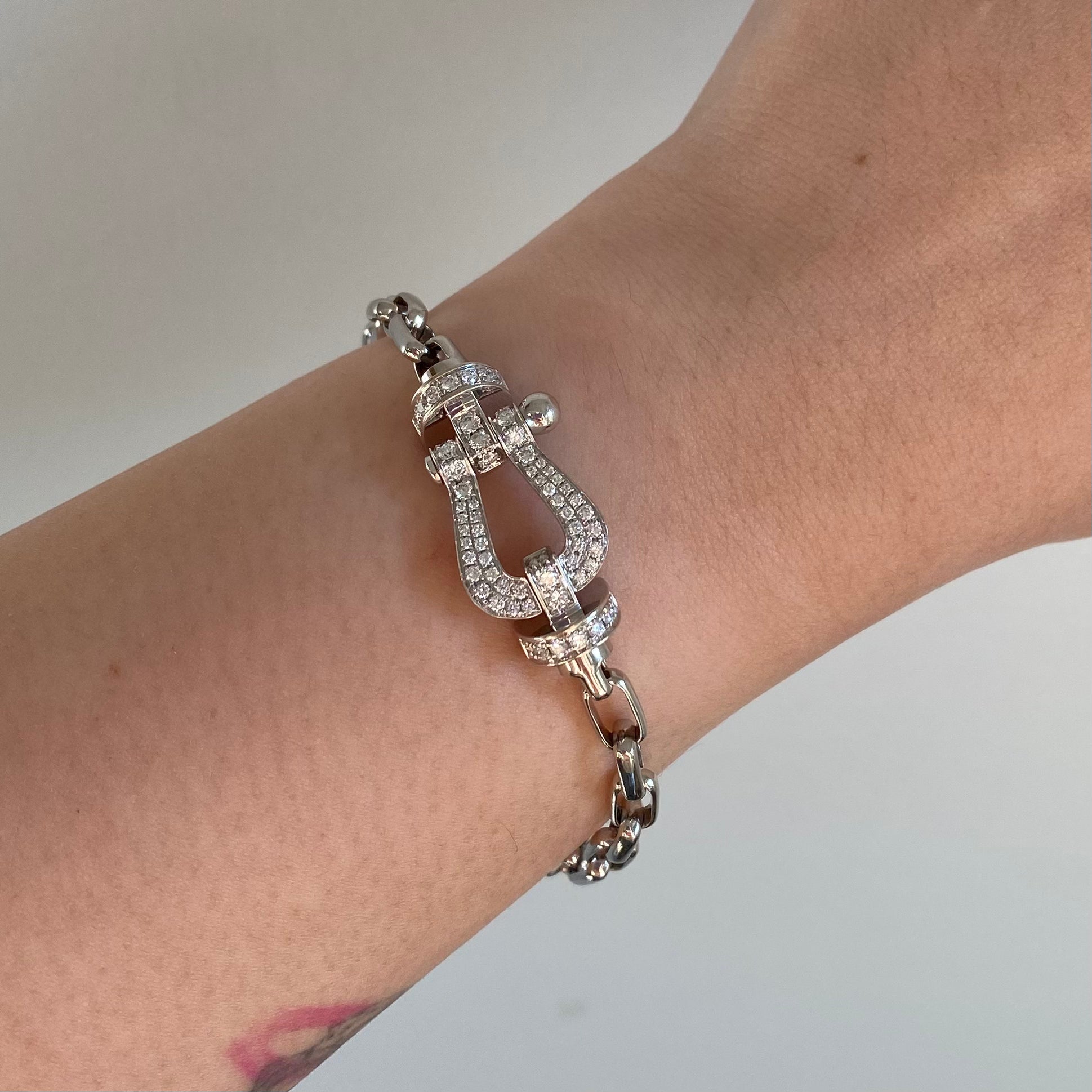 Fred Diamond Clasp Chain Bracelet | 0.60ctw Diamond Tennis Bracelet | 7-Inch Adjustable Luxury Jewelry for Women | Perfect for Weddings, Anniversaries & Special Occasions