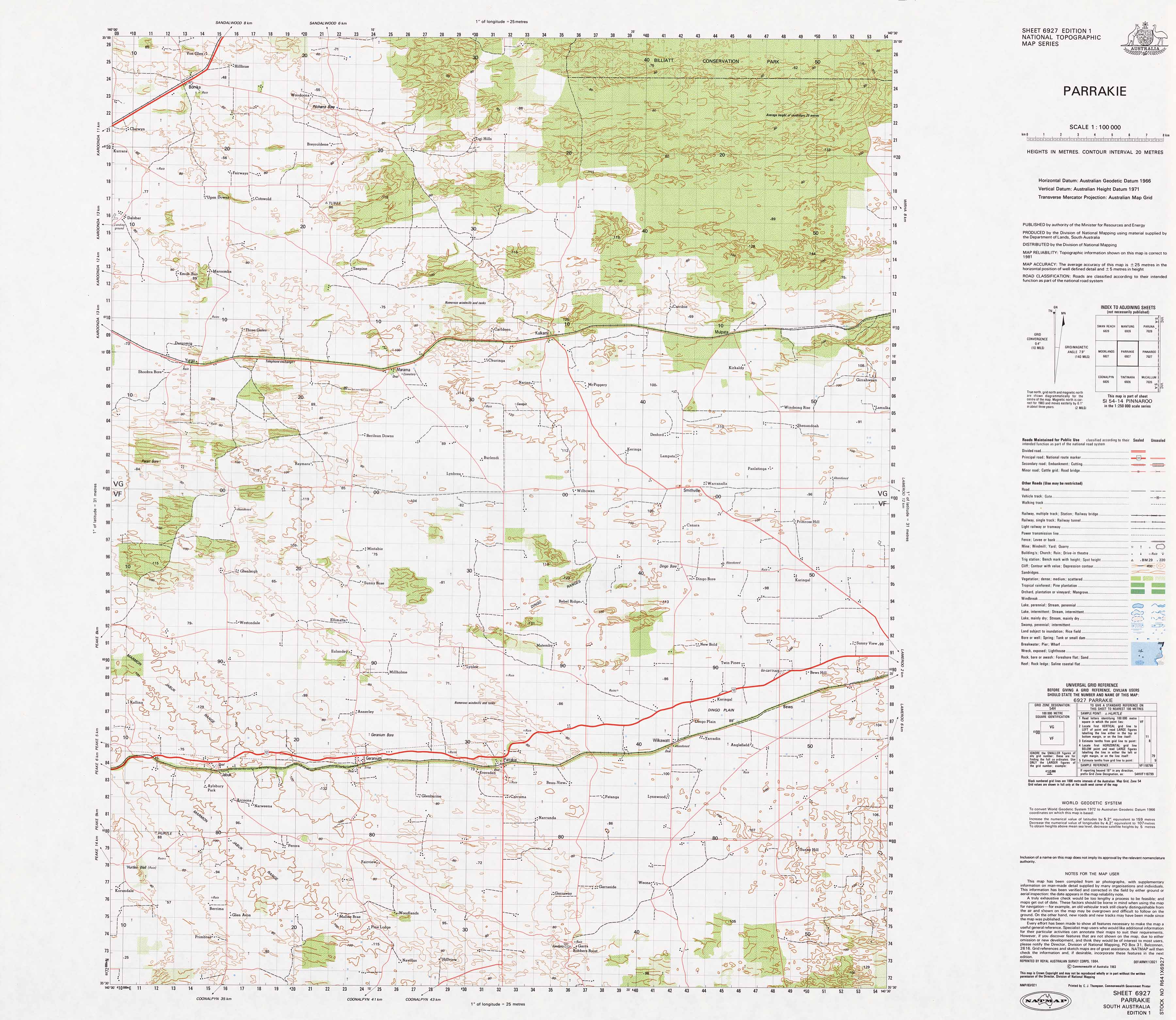 1:100k Topographic Map of Parrakie - Detailed Hiking & Outdoor Adventure Navigation - Perfect for Camping, Backpacking & Exploration