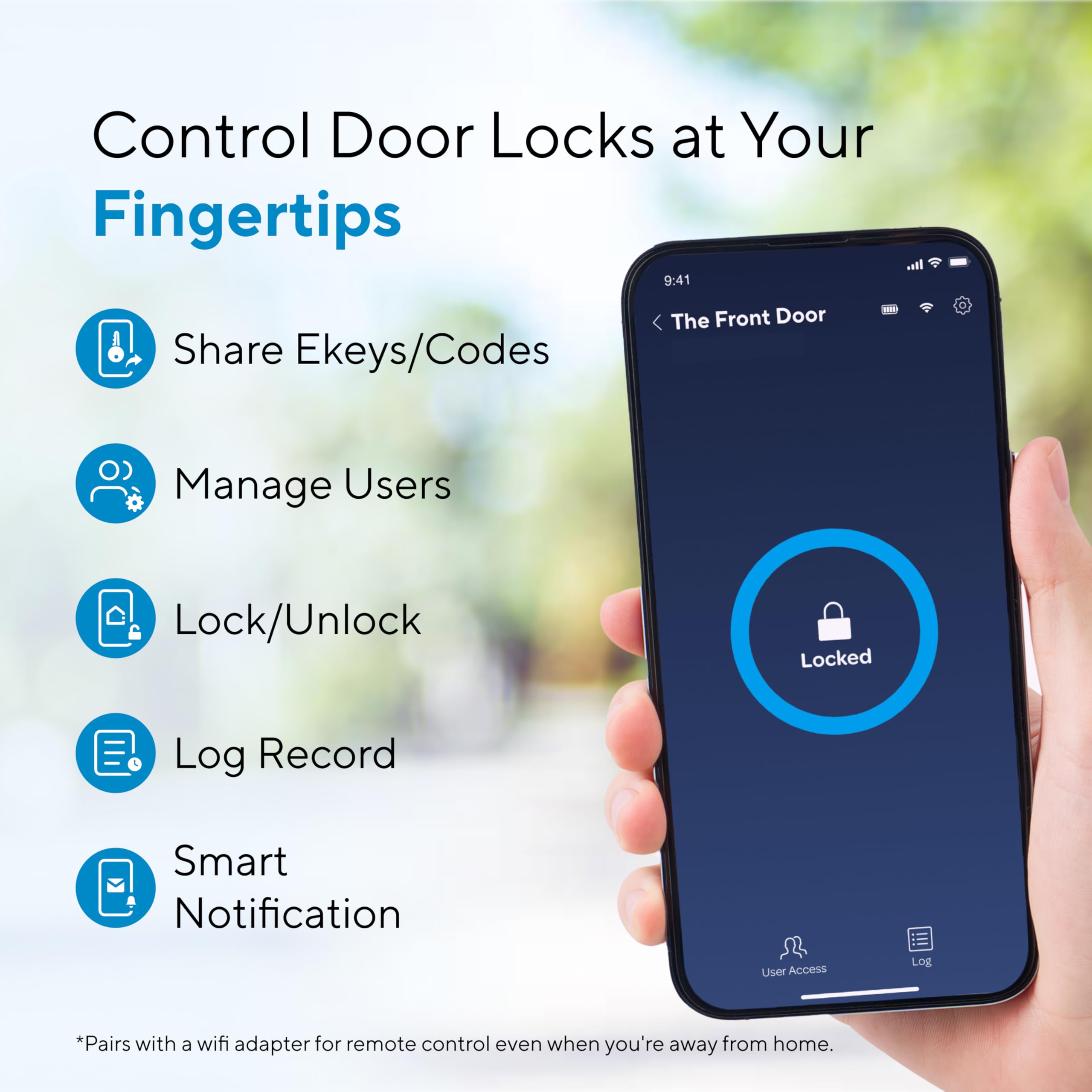 ULTRALOQ U-Bolt Smart Lock with WiFi Bridge - Keyless Entry Door Lock for Front Door - Smart Deadbolt with App Remote Control & Auto Lock - Share Access Codes - Satin Nickel Finish | Secure Smart Home & Vacation Rental Solution
