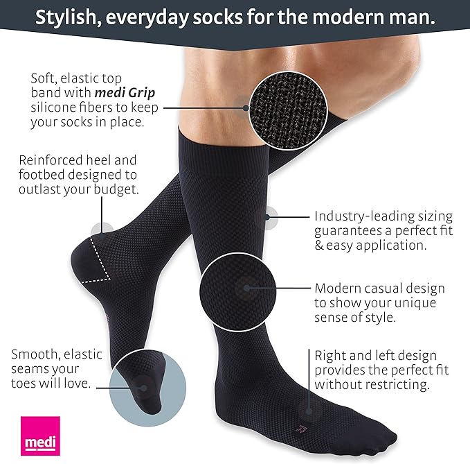 Mediven Men's Select 20-30 mmHg Compression Socks - Extra Wide Calf, Closed Toe for Circulation & Support - Ideal for Travel, Work & Varicose Vein Relief