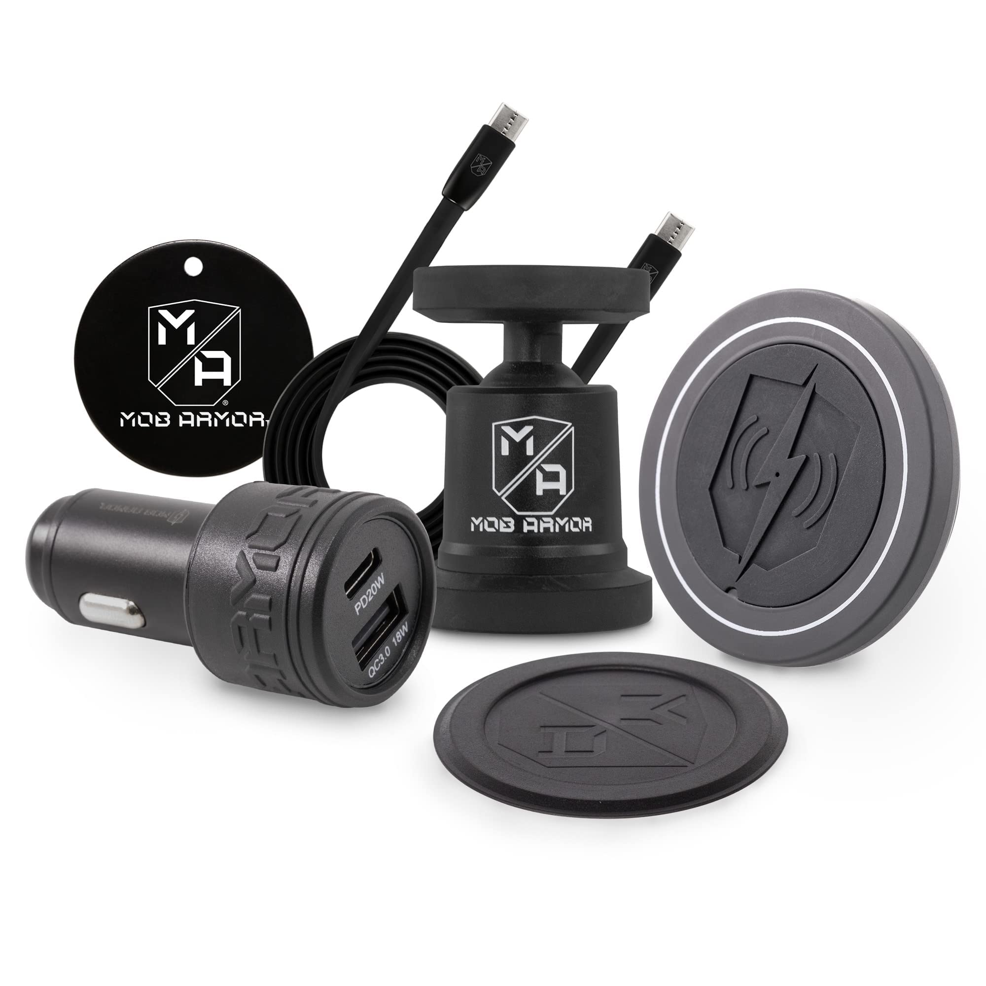 Mob Armor MobNetic Maxx Magnetic Phone Mount & Wireless Car Charger Kit - Compatible with iPhone & Android - Secure Hands-Free Charging for Driving, Commuting & Road Trips