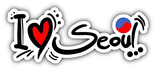 I Love Seoul South Korea Slogan Flexible Vinyl Magnet - Waterproof Car Magnetic Bumper Sticker 5 Inch - Perfect for Cars, Fridges, Lockers & Travel Souvenirs
