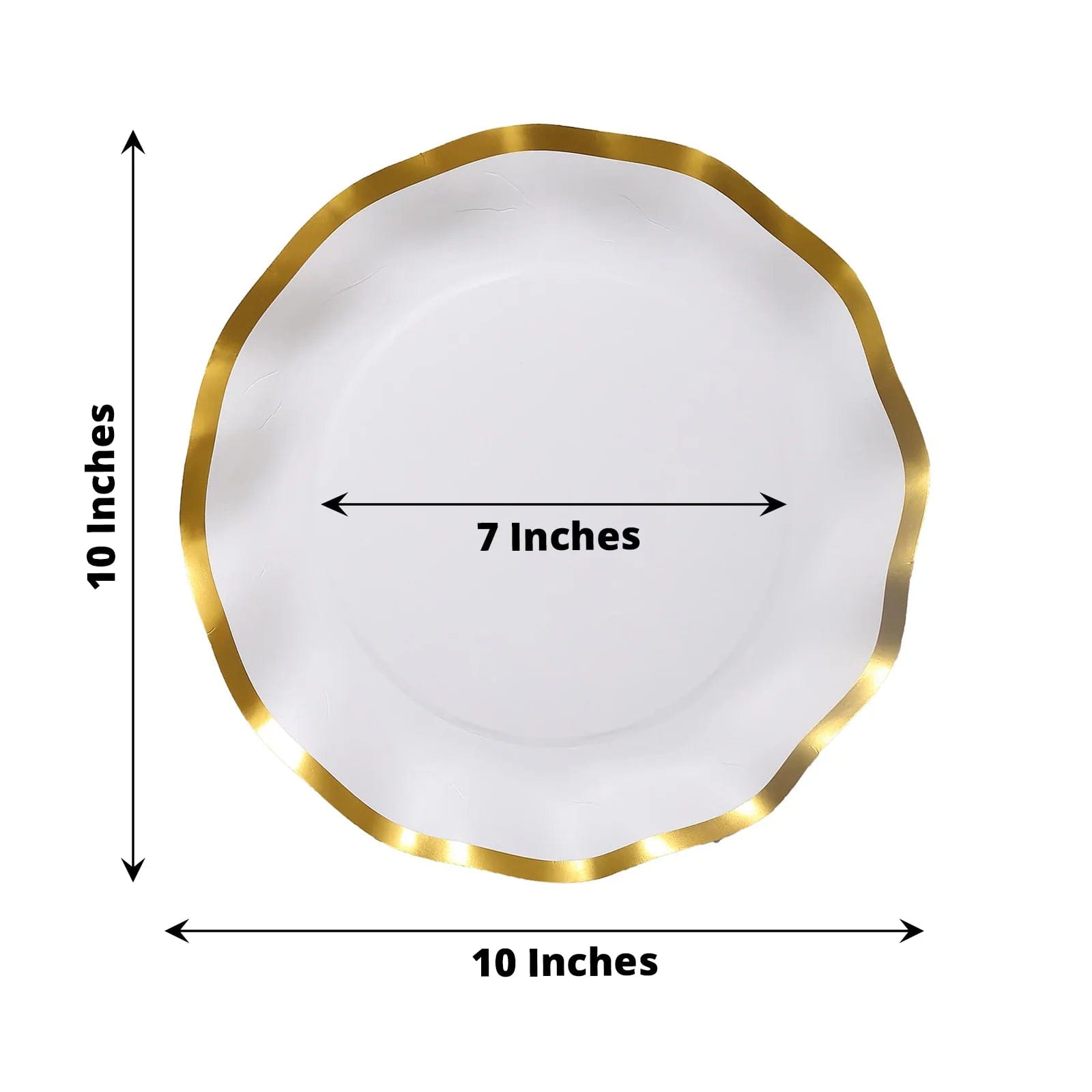 25-Pack Gold Wavy Rim Disposable Paper Salad Plates - Elegant Dinner Party Tableware for Weddings, BBQs & Picnics