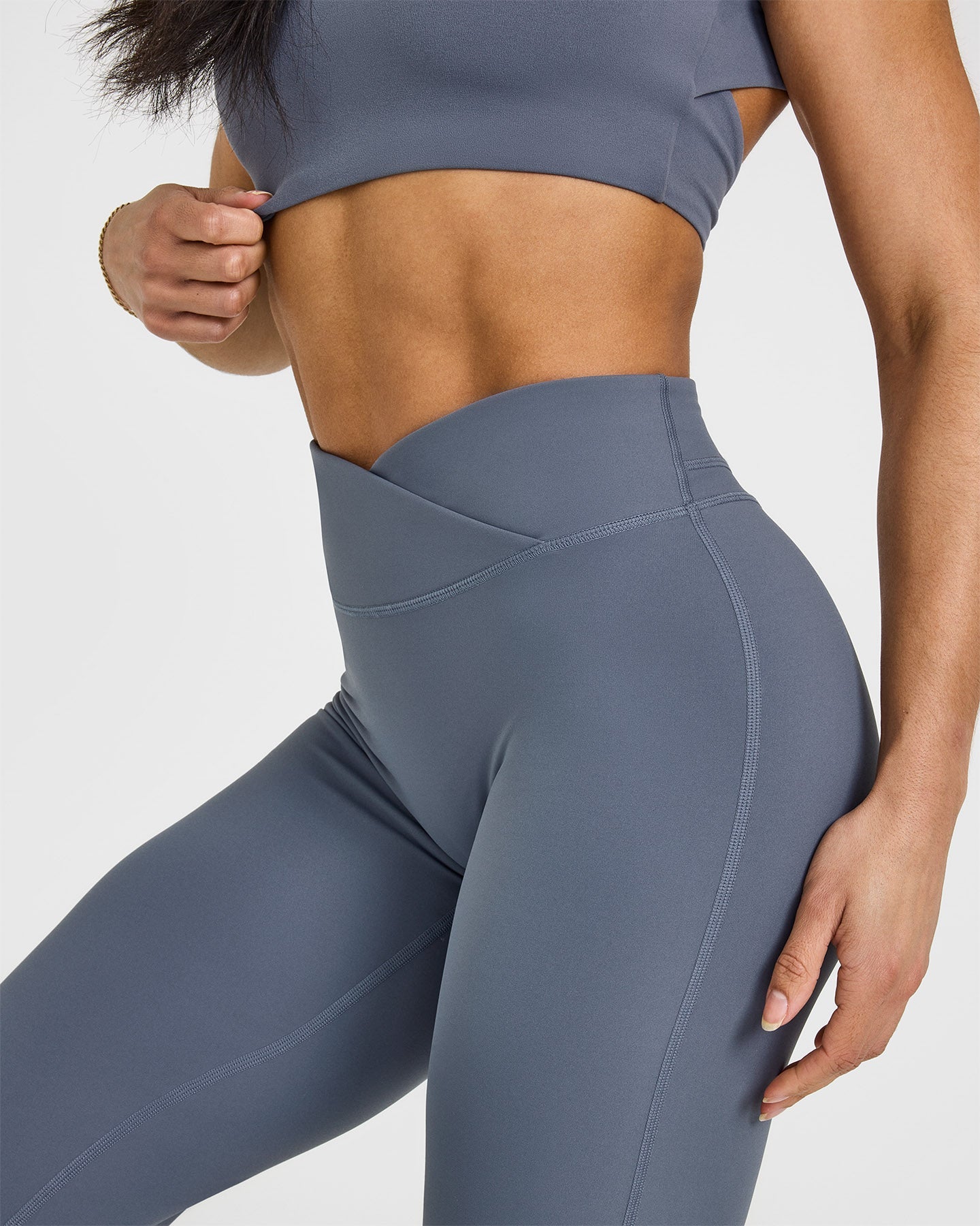 Granite Blue High Waist Flared Pants for Women - Stretchy Comfort Fit & Tummy Control - Perfect for Casual Wear, Office & Date Nights