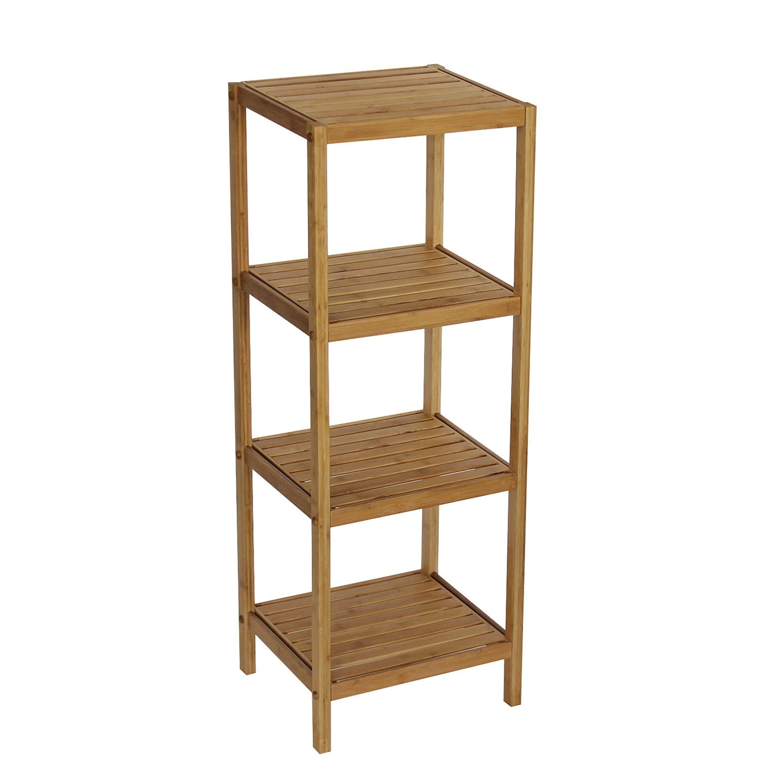 Natural Bamboo Spa Shelf Tower - 4-Tier Bathroom Organizer for Towels, Toiletries & Decor | Perfect for Bathroom, Spa & Home Storage