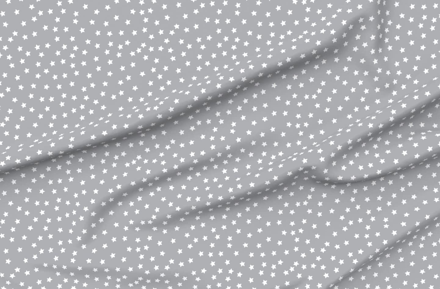 Premium Spoonflower Fabric - White Stars on Gray Chiffon by The Yard | Unisex Nursery Print for Sewing Dresses, Fashion Apparel & Home Decor | Perfect for DIY Baby Clothes, Curtains & Craft Projects