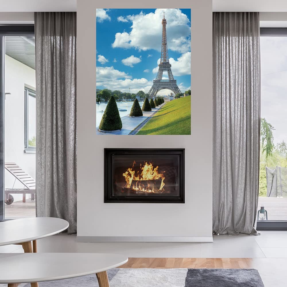 Eiffel Tower Canvas Wall Art - Parisian Landscape Painting by Alan Blaustein - High Quality Fine Art Print for Living Room, Bedroom, Office Decor - Ready to Hang 32x43 Inch - Perfect for Home, Hotel & Cafe Wall Decoration