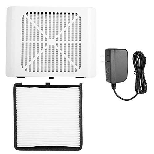 Professional Nail Dust Collector for Salon & Home - Powerful Manicure Pedicure Vacuum Cleaner with 3-Speed Settings | Portable Nail Art Dust Extractor for Acrylic, Gel & Dip Powder Applications | US-White (Ideal for Nail Technicians & DIY Enthusiasts)