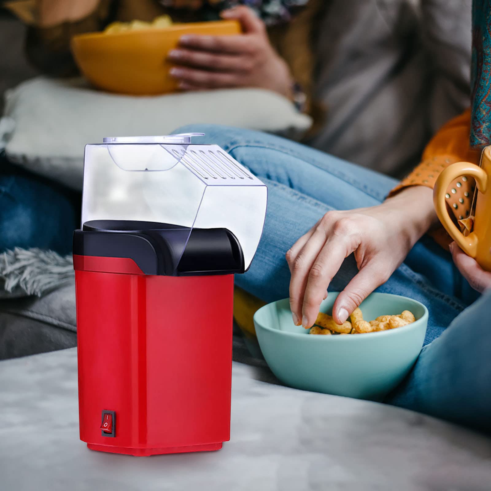 **Electric Popcorn Maker Machine - Fast & Oil-Free Popcorn Popper with Measuring Spoon - Perfect for Movie Nights, Parties, Holidays & Gifts (Red)**