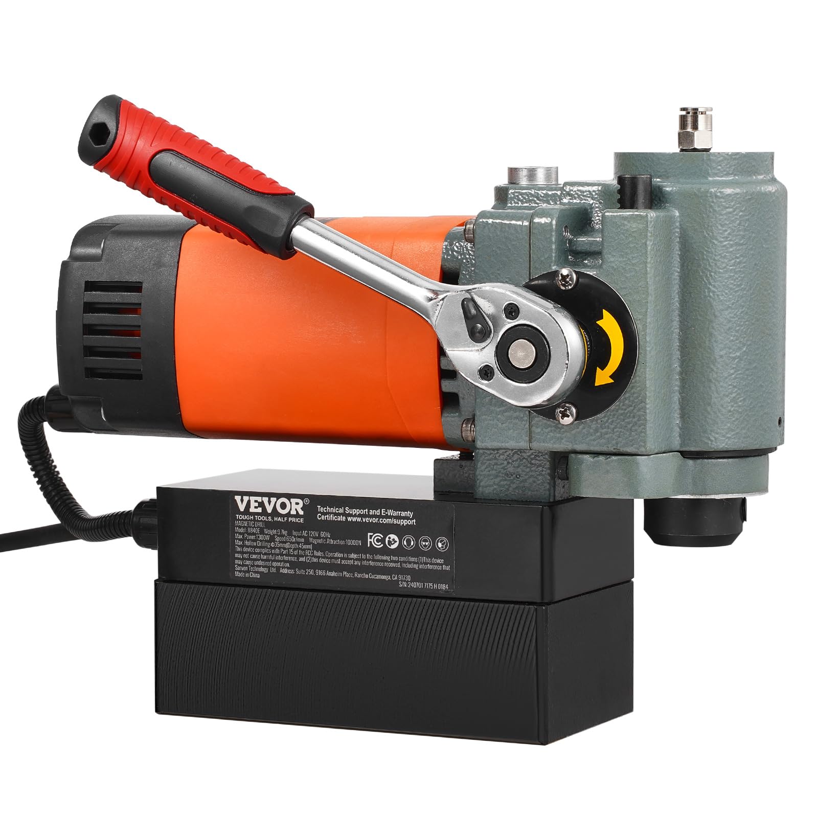 VEVOR 1300W Low Profile Magnetic Drill Press - 1.38