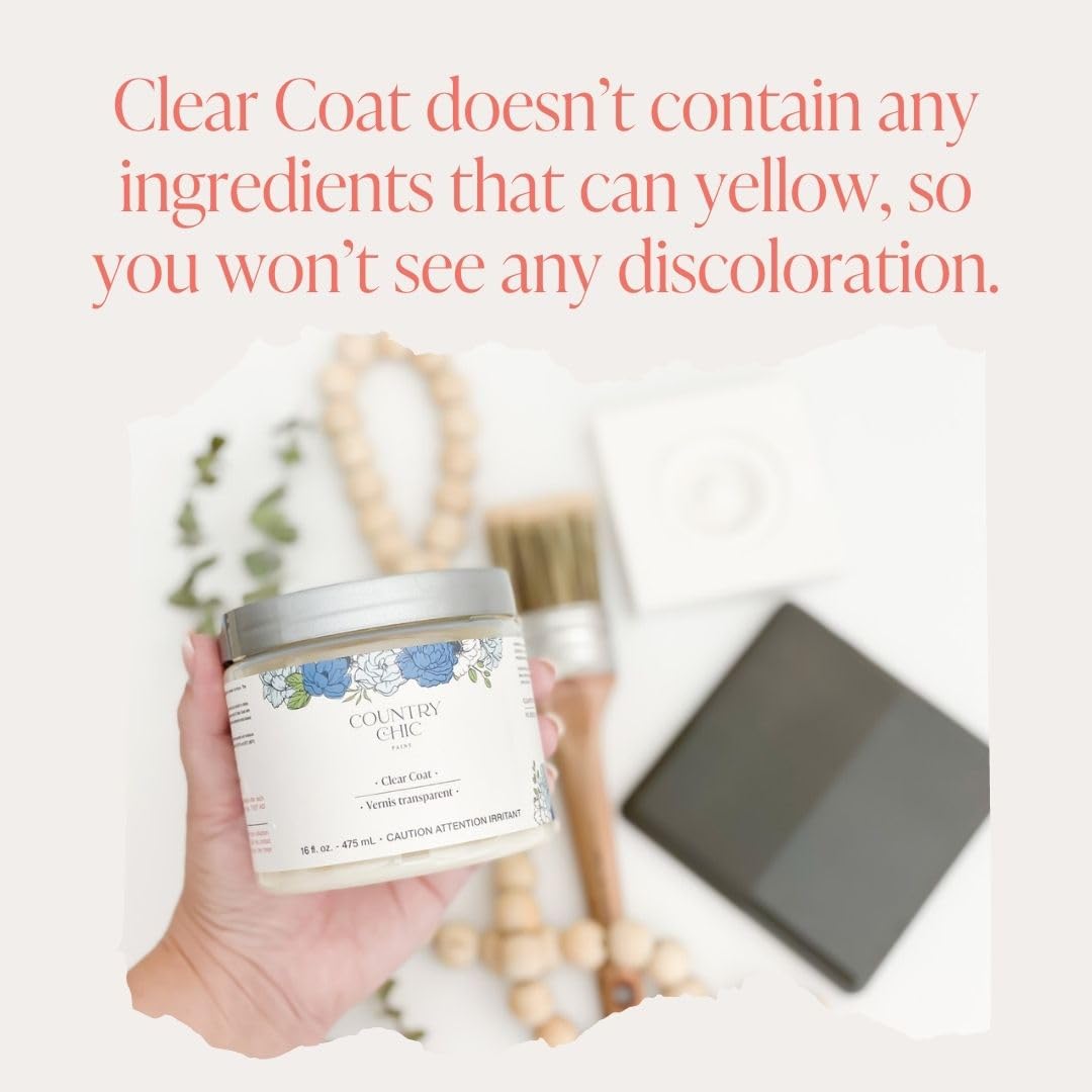 Eco-Friendly Clear Satin Sheen Top Coat (16oz) - Non-Yellowing Waterproof Finish for Chalk Style Wood Furniture Paint - Easy Application - Perfect for DIY Furniture Restoration & Home Decor Projects