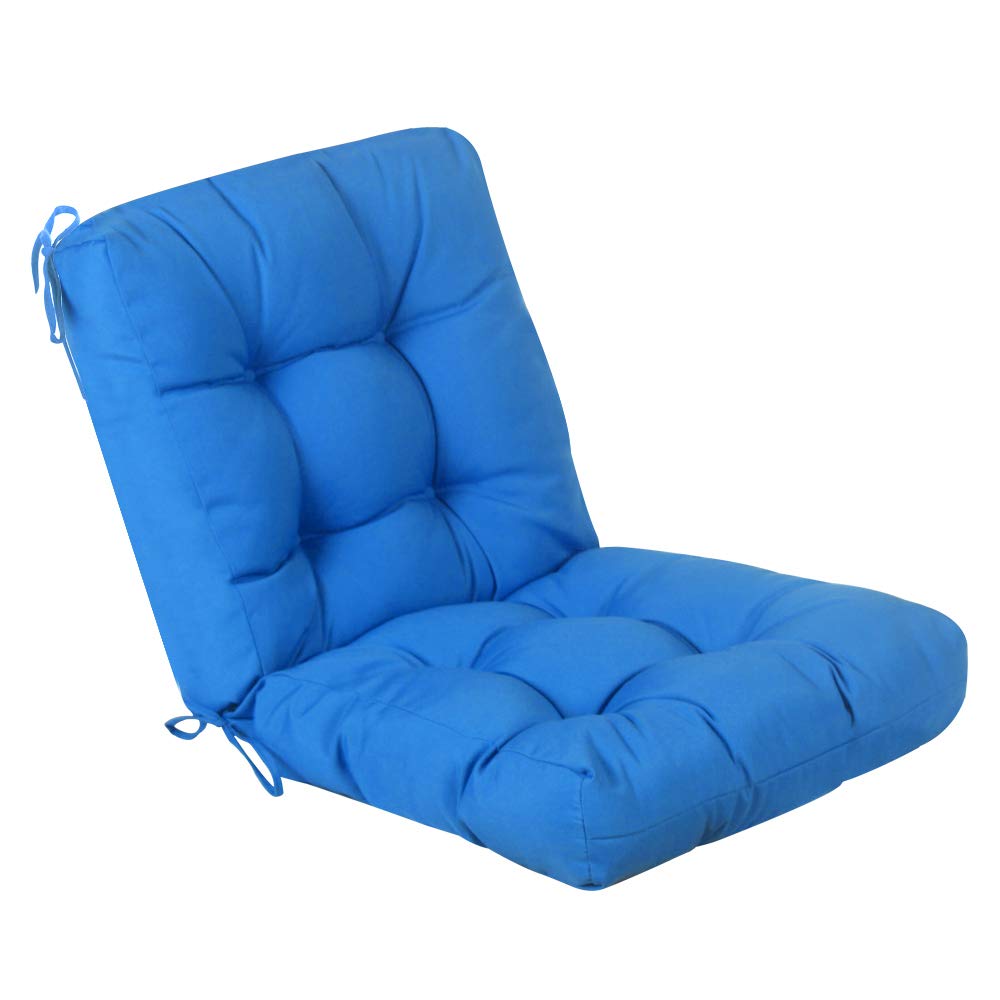 QILLOWAY Outdoor Seat & Back Chair Cushions - Tufted Pillow Set of 4, Marine Blue - Spring & Summer Replacement Cushions for Patio, Deck, Poolside & Garden Furniture - Water-Resistant & Comfortable