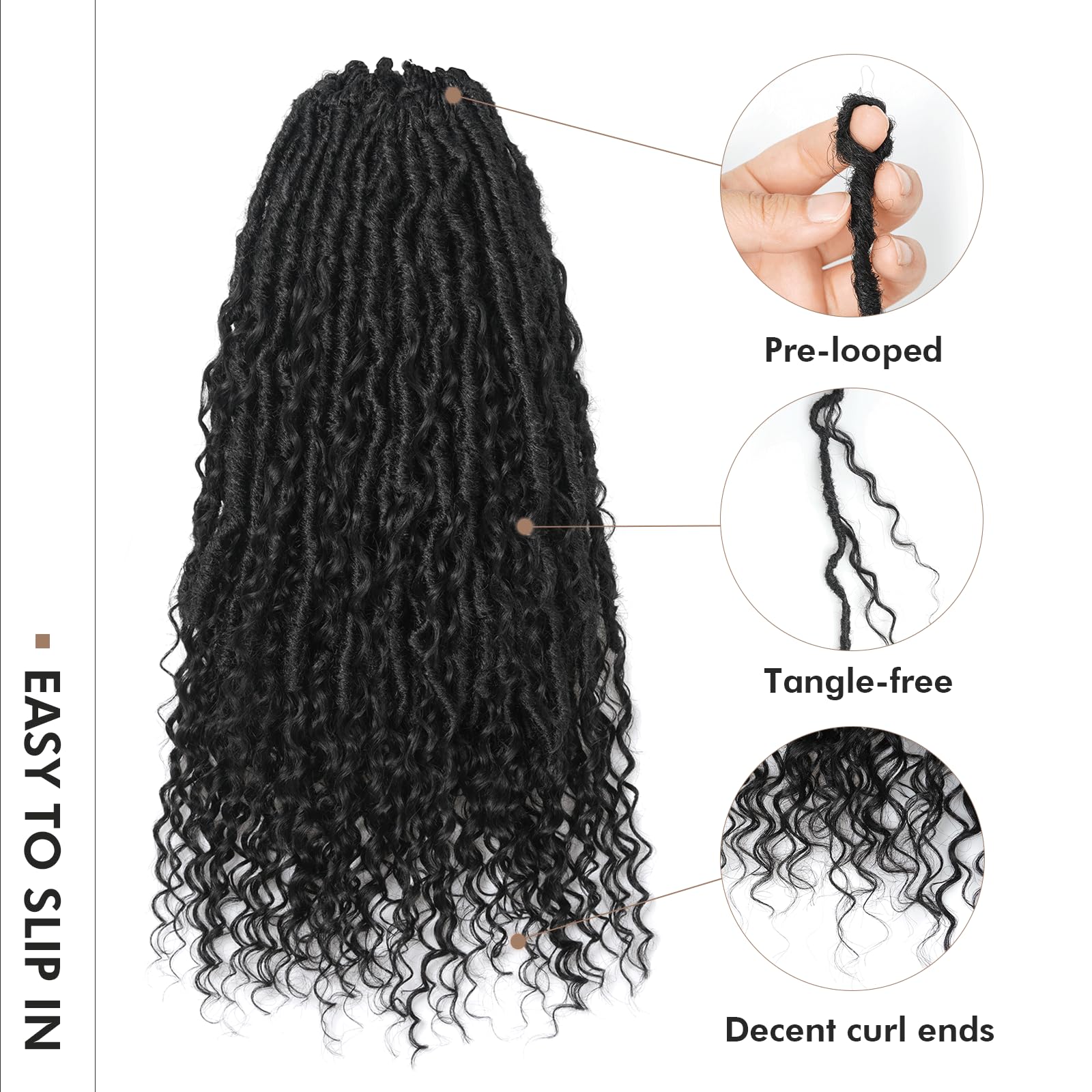 Toyotress 22 Inch Boho Human Hair Locs - 8 Packs (80 Strands) Pre-Looped Crochet Locs with Natural Black Human Hair Curls & Curly Ends for Braiding | Perfect for Protective Styles, Weddings & Everyday Wear